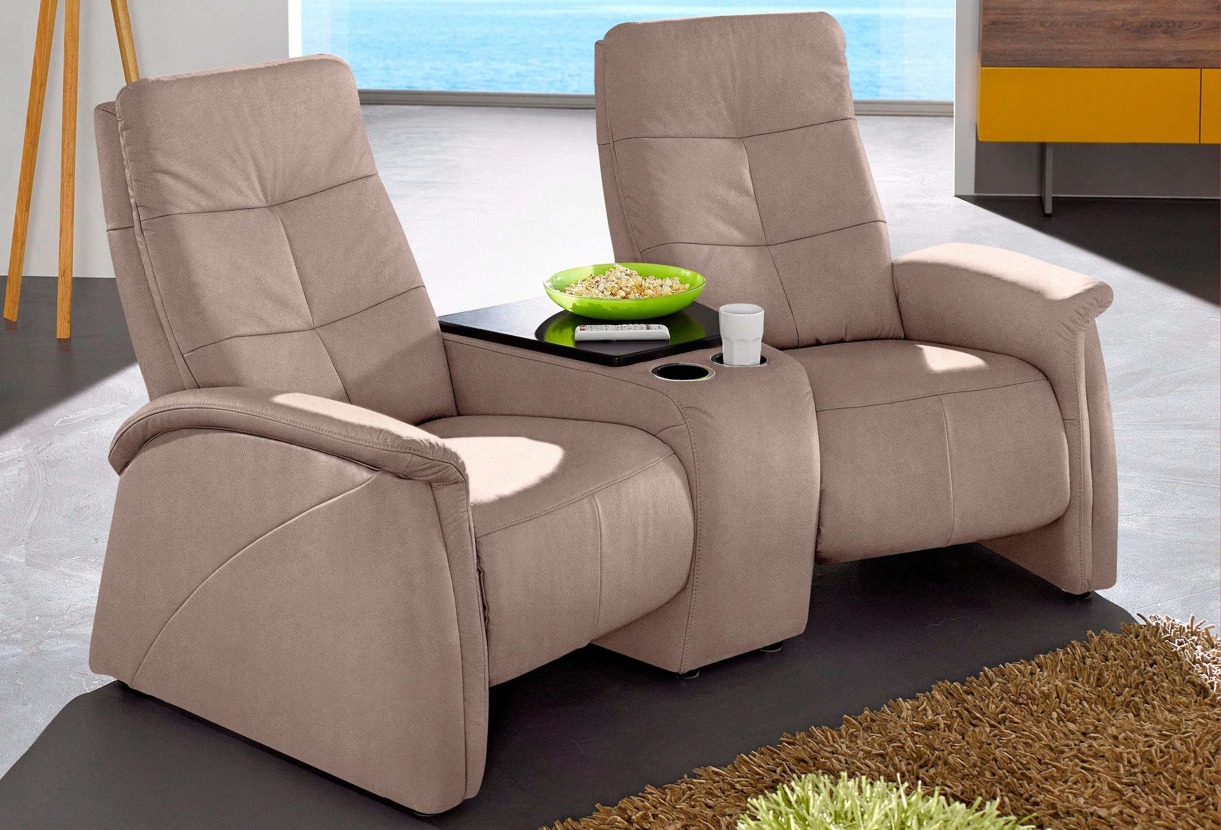 exxpo - sofa fashion 2-Sitzer "Tivoli, Kinosofa, bequem", mit Relaxfunktion, integrierter Tischablage und Stauraumfach