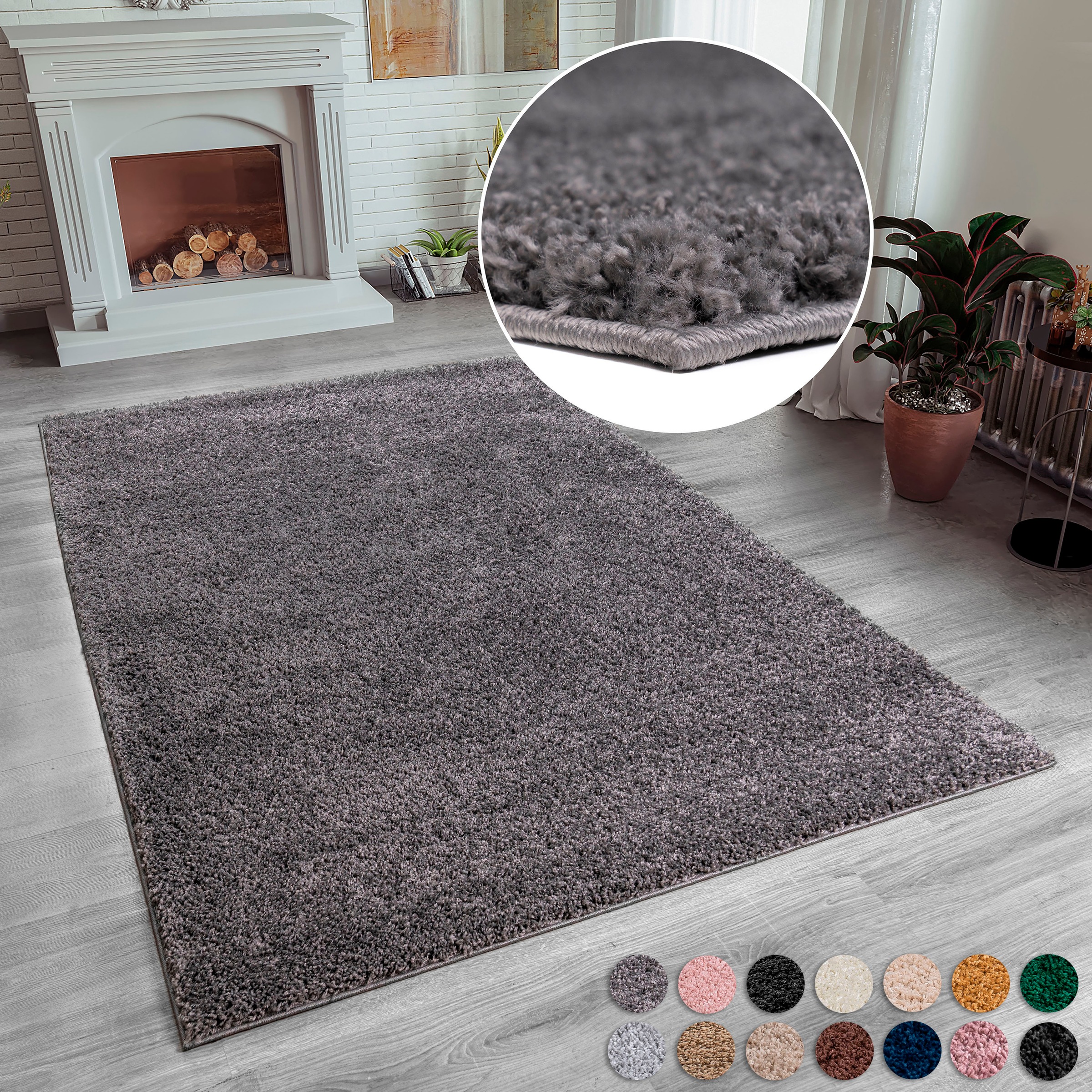 my home Hochflor-Teppich "Shaggy 30" rechteckig 30 mm Höhe Teppich, Uni Far günstig online kaufen