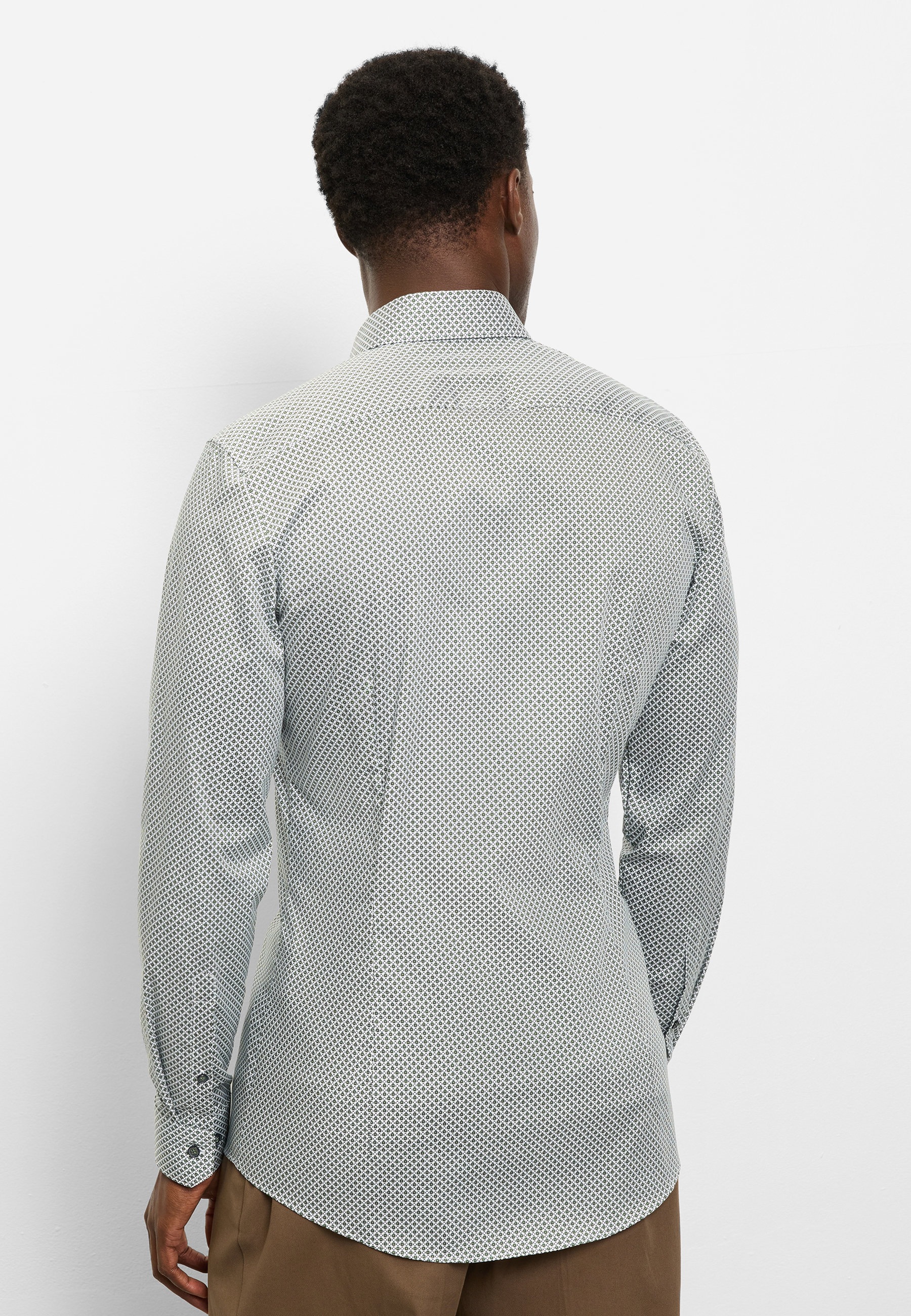 OLYMP No 6 Long Sleeve Shirt Grey-Green 39 3