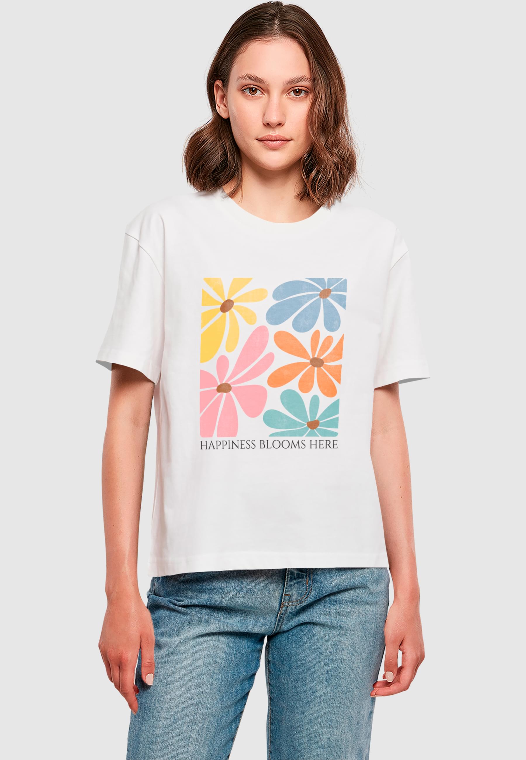 Thumbnail - Merchcode T-Shirt "Merchcode Ladies Happiness Blooms Here Tee" 1 Stk.