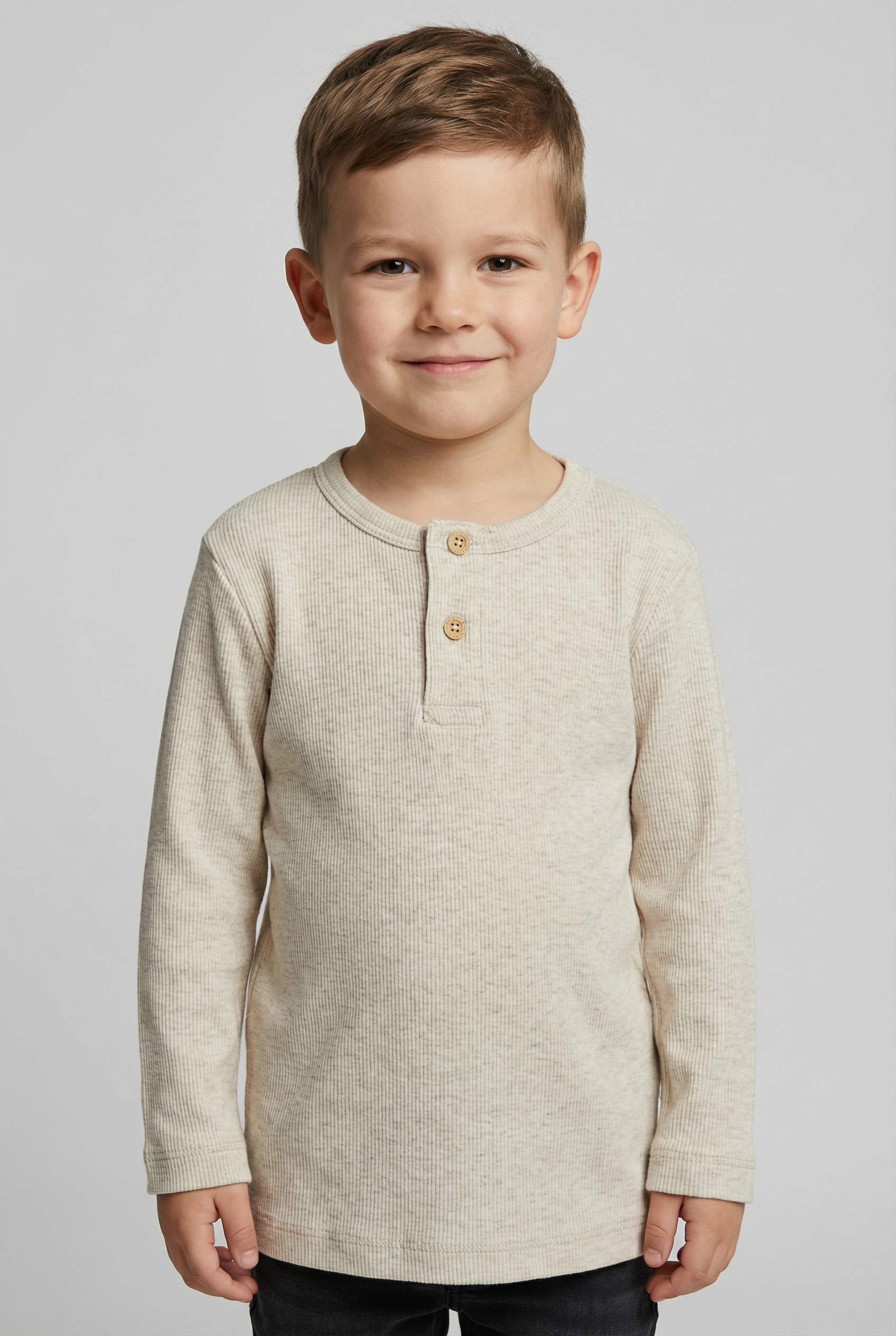 Name It "NMMKAB LS TOP NOOS" Im Henley-Stil - mit kurzer Knopfleise, normal geschnitten