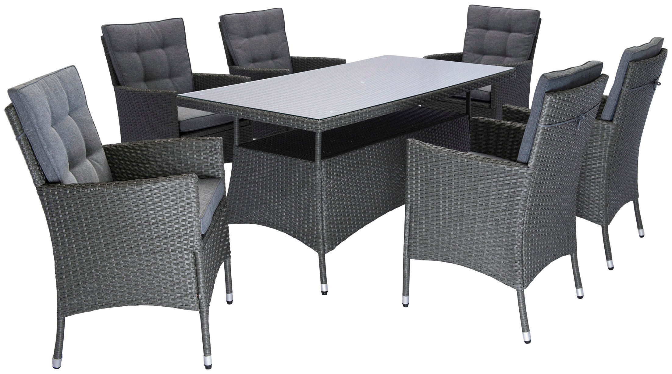 KONIFERA Garten-Essgruppe "Korfu", (Set, 13 tlg., 6x Sessel, 1xTisch: 150x8 günstig online kaufen