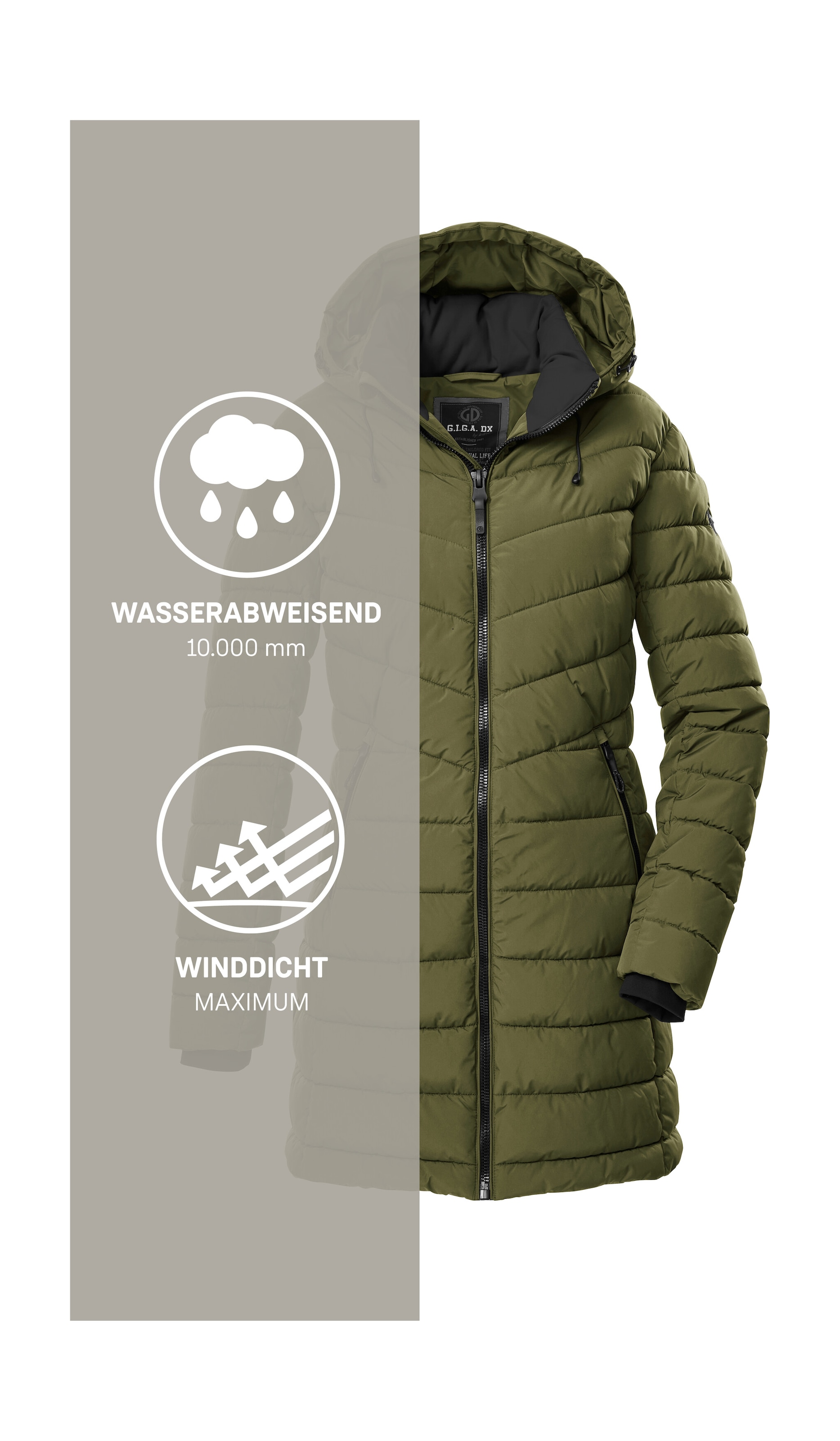 G.I.G.A. DX by killtec Steppmantel »GW 74 WMN QLTD PRK«, Wasserabweisender, winddichter Steppparka mit abnehmbarer Kapuze