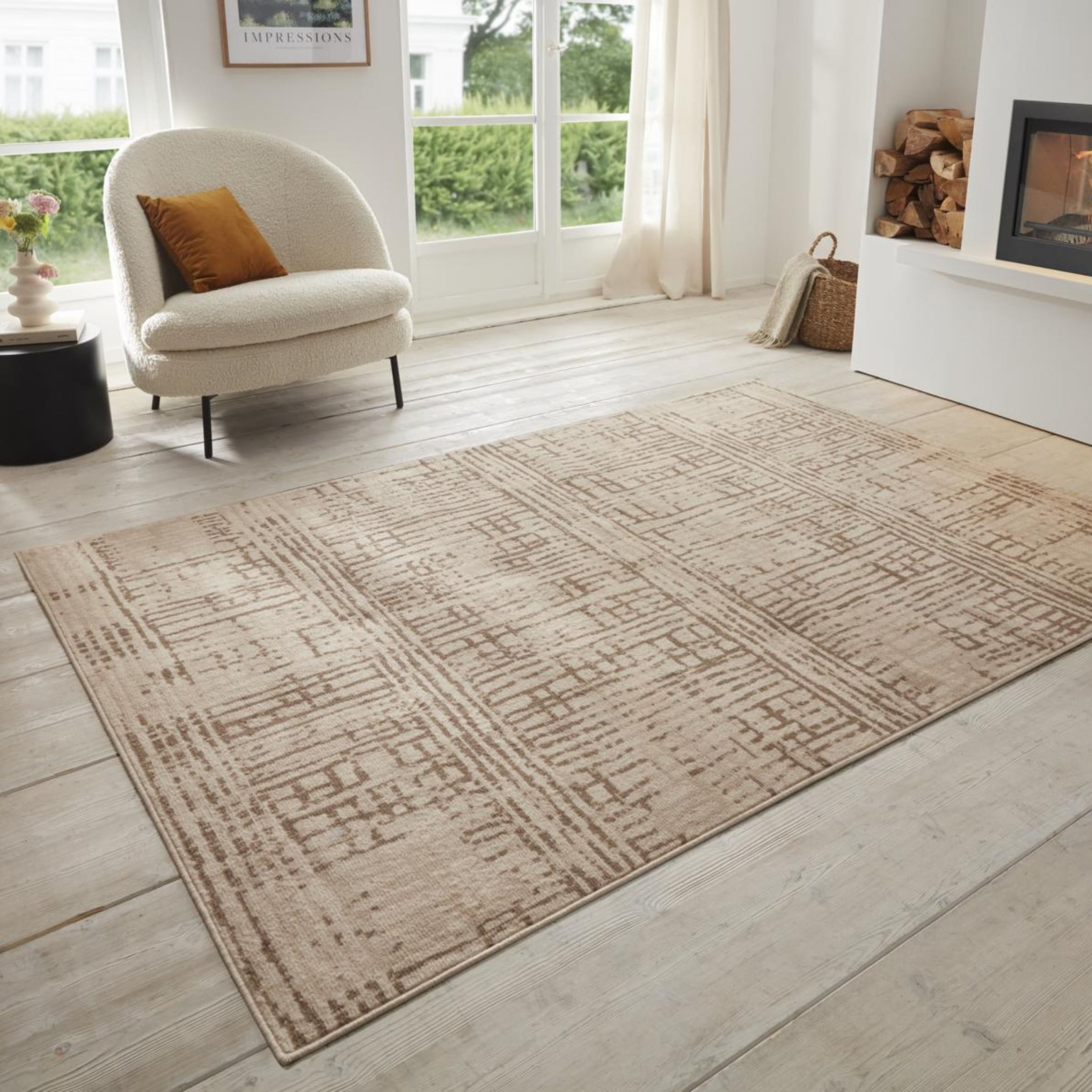 Teppich HANSE HOME "Sole", beige (creme,braun), B:240cm H:8mm L:340cm, Polypropylen (PP), Teppiche, Teppich, Kurzflor, Läufer, Vintage, Wohnzimmer, Schlafzimmer, Esszimmer, Flur