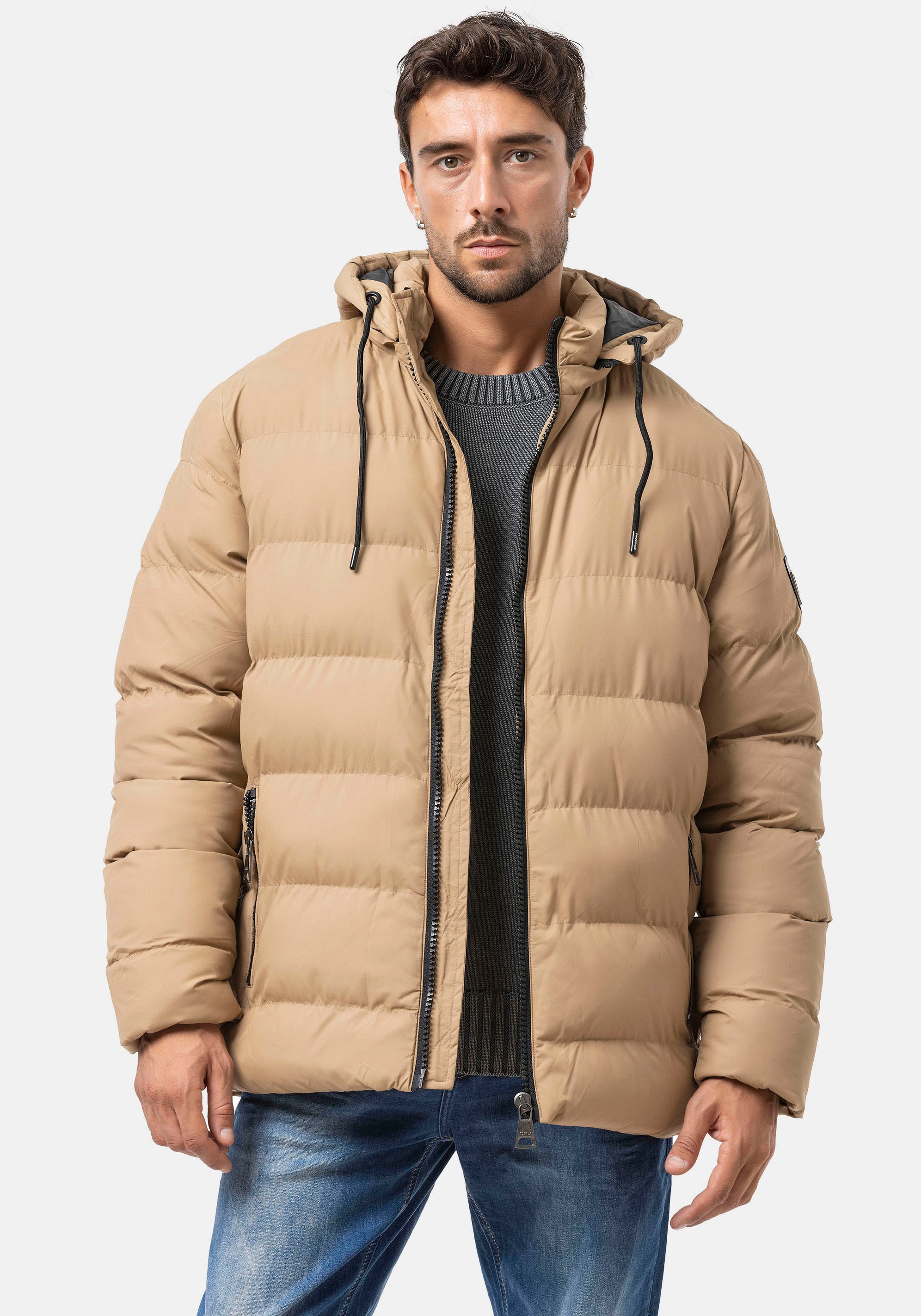 CIPO & BAXX Herren Steppjackebeige, Gr. S, unifarben, Web, Obermaterial: 100% Polyester, Jacken