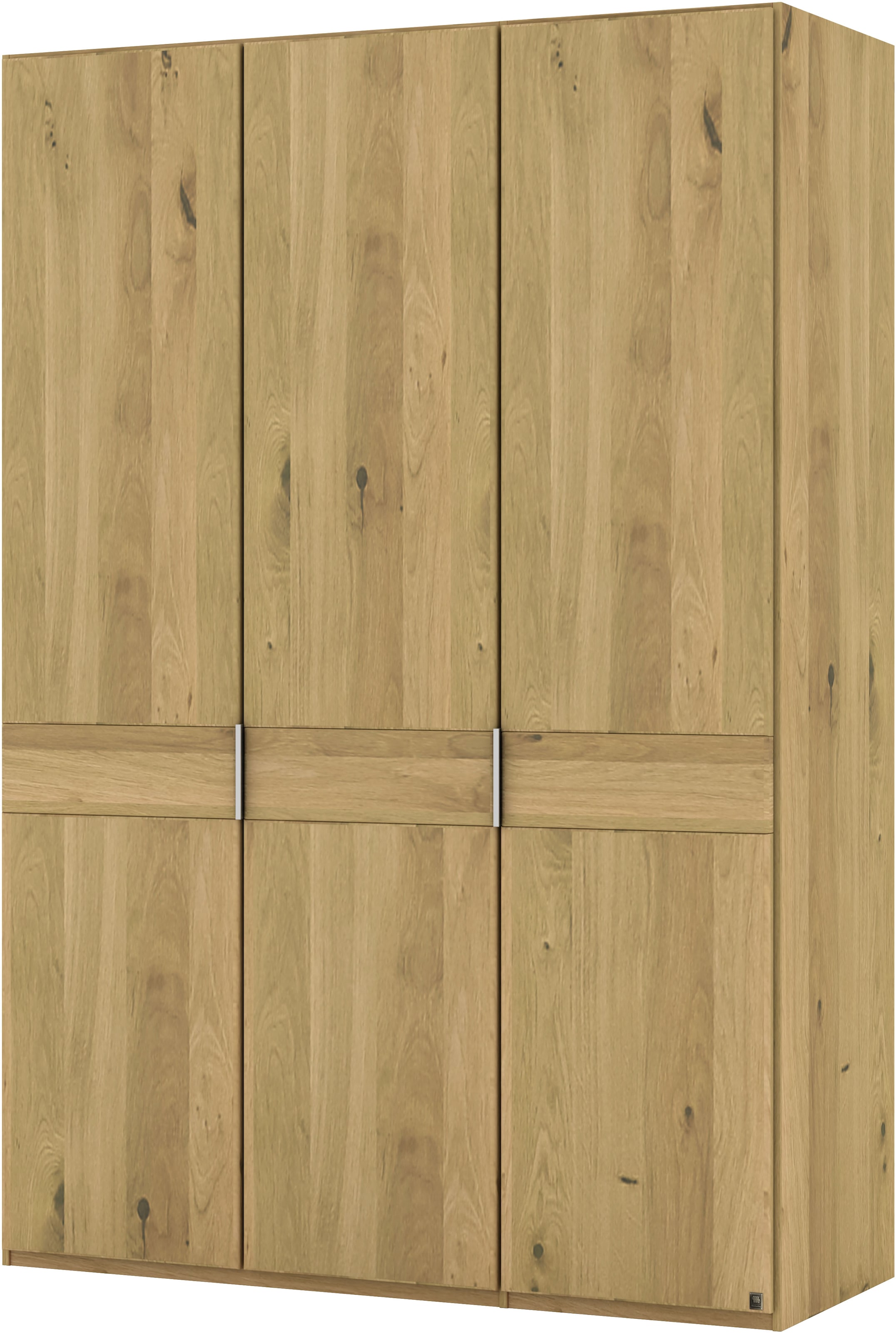 Musterring Drehtürenschrank »Savona, Kleiderschrank, Schrank, Garderobe, teilmassiv Eiche«, (mit Türdämpfern, in 5 Breiten & 2 Höhen, extra Böden, MADE IN GERMANY), Türen in Bianco-Eiche massiv, mit Querriegel, verschiedene Größen