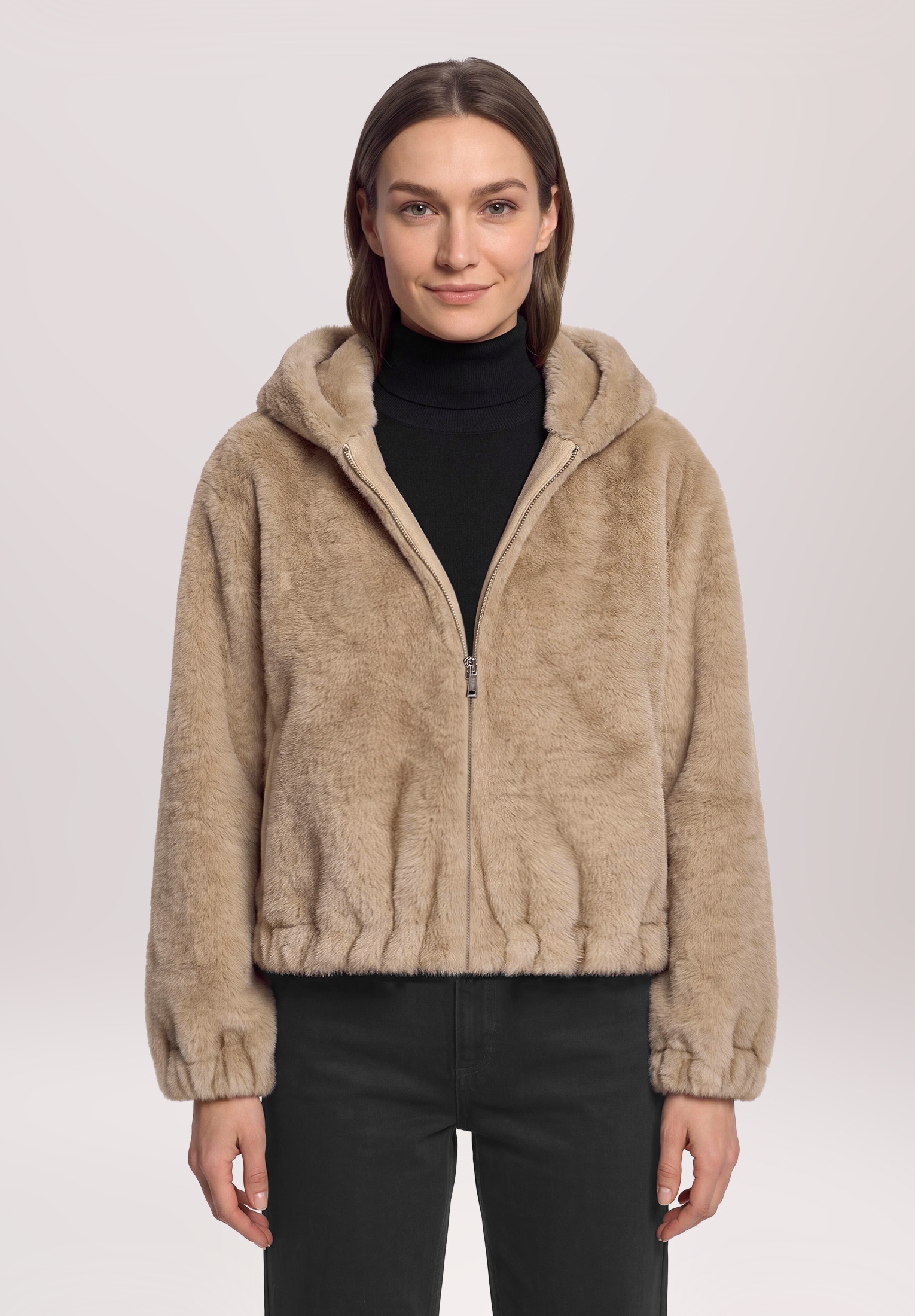 Gil Bret Plüschjacke »Damen mit Kapuze« mit Kapuze