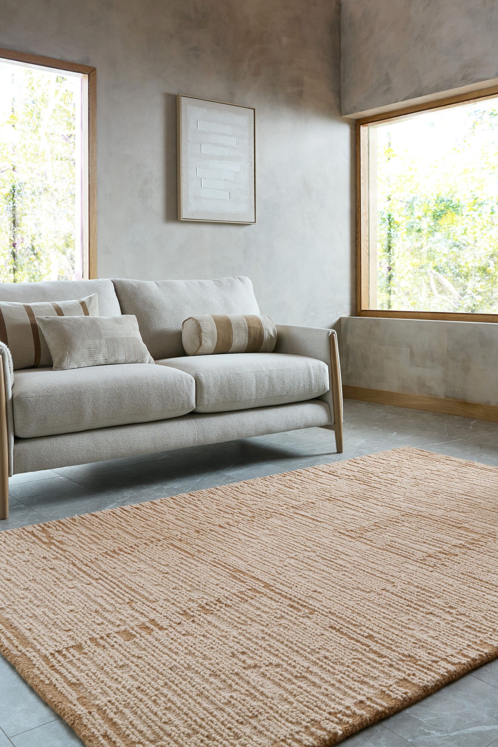 FLAIR RUGS Wollteppich "HARRIS MODULA aus 100% Wolle" rechteckig 12 mm Höhe Strukturierte Oberfläche, handgetuftet, auch als Läufer und in rund