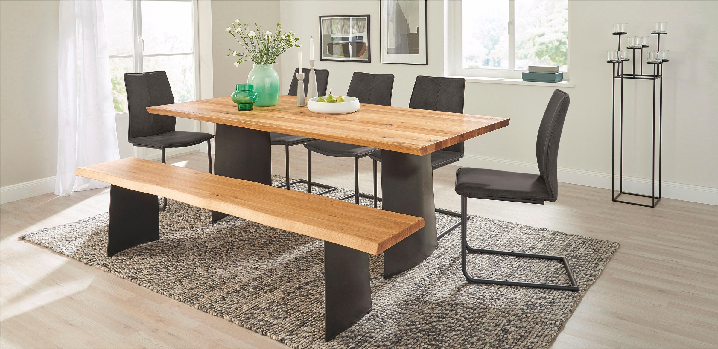 NIEHOFF SITZMÖBEL Freischwinger »Capri«, (Set), 2 St., Microfaser ABERDEEN, Gestell aus Eisen, Bezug in Microfaser oder Leder