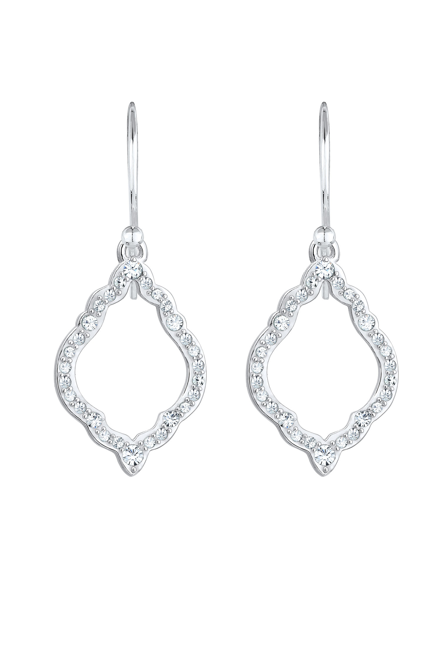 Elli Paar Ohrhänger »Ohrhänger lang Ornament Glas Kristalle Weiß 925 Sterling Silber«