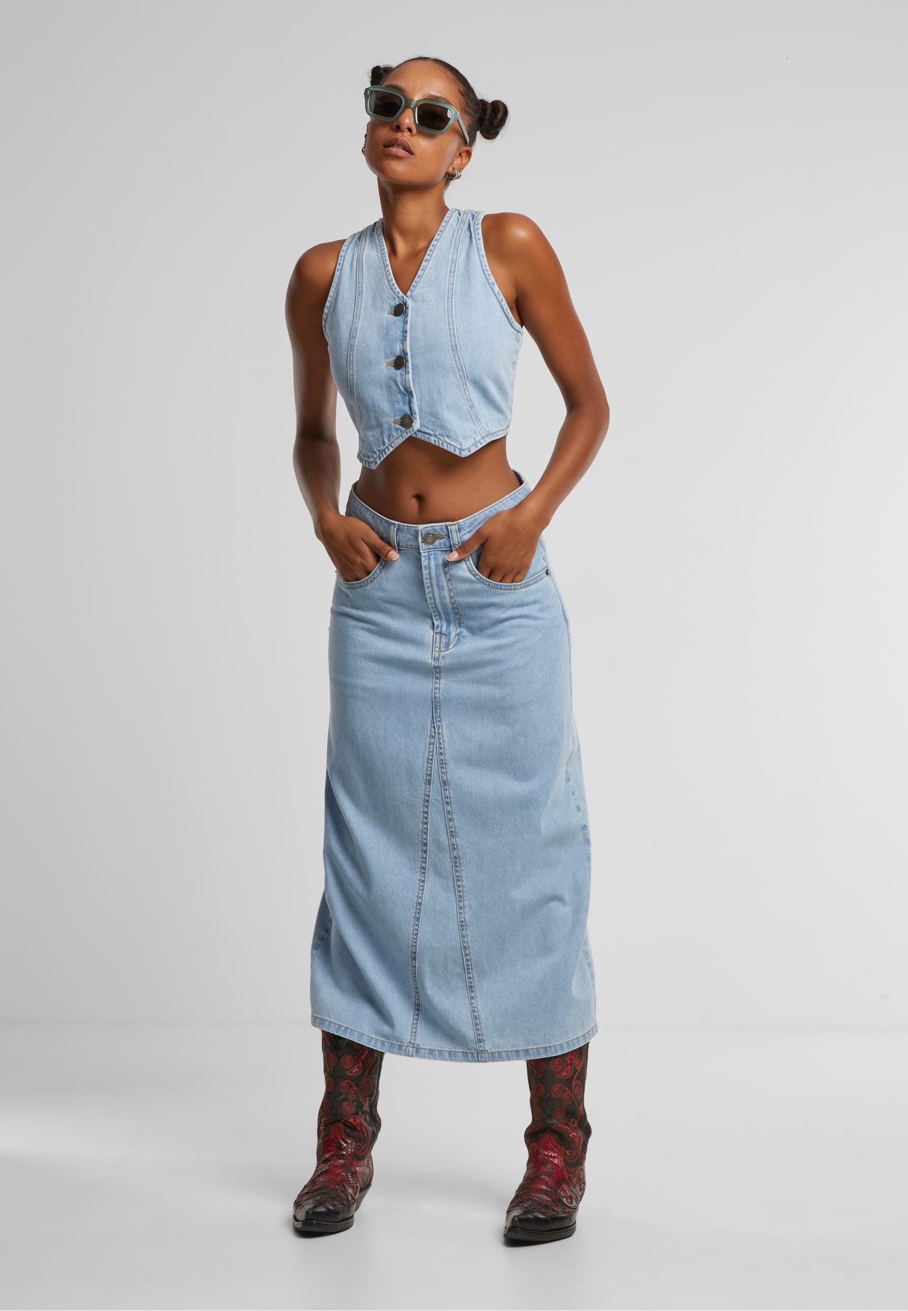 URBAN CLASSICS Sommerrock »Urban Classics Ladies Soft Denim Midi Skirt«, (1 tlg.)