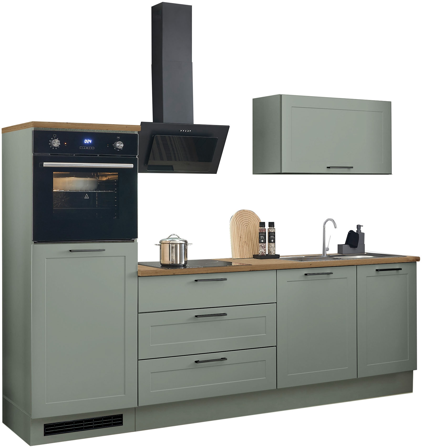 BASIC by Balculina Küchenzeile »Marsi«, Breite 260 cm, wahlweise mit E-Geräten, mit Soft-Close-Funktion