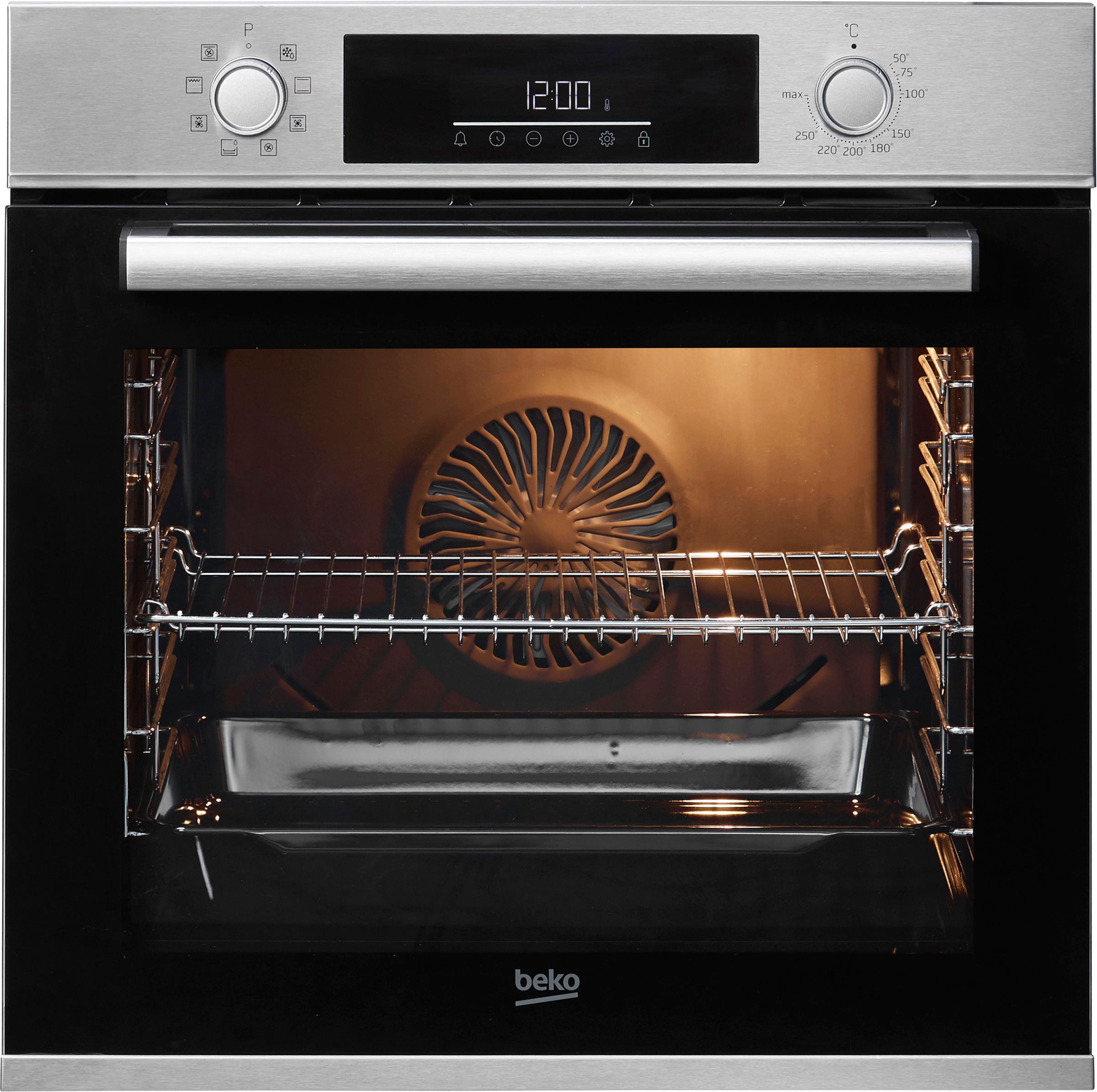 BEKO Einbaubackofen "BBIM12300X", B:59,4cm H:59,5cm T:56,7cm, silber, Backöfen, SteamShine – Die Dampfreinigung des Backofens