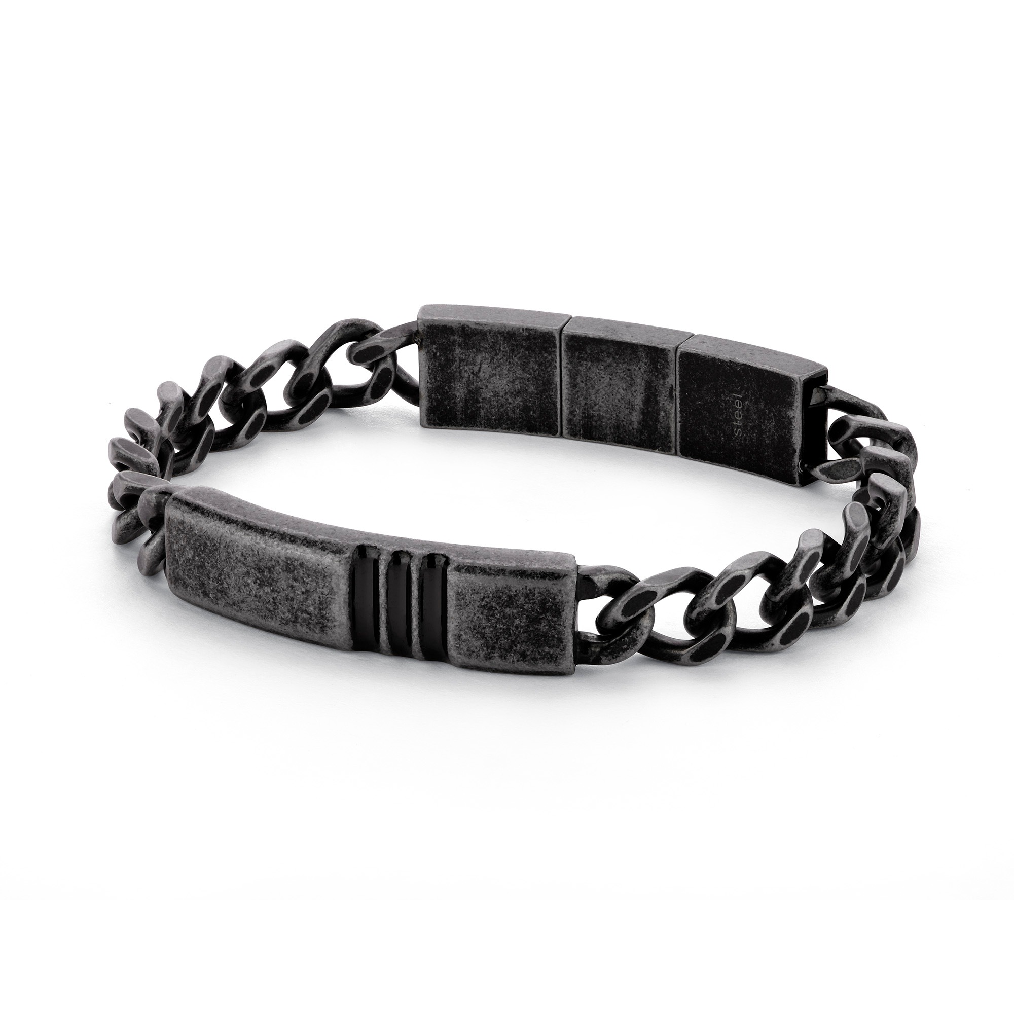 FYNCH-HATTON Herren Armband "Schmuck Geschenk Edelstahl Armkette Curb Chain", 18,5cm, Edelstahl, braun, Edelstahl, Armbänder