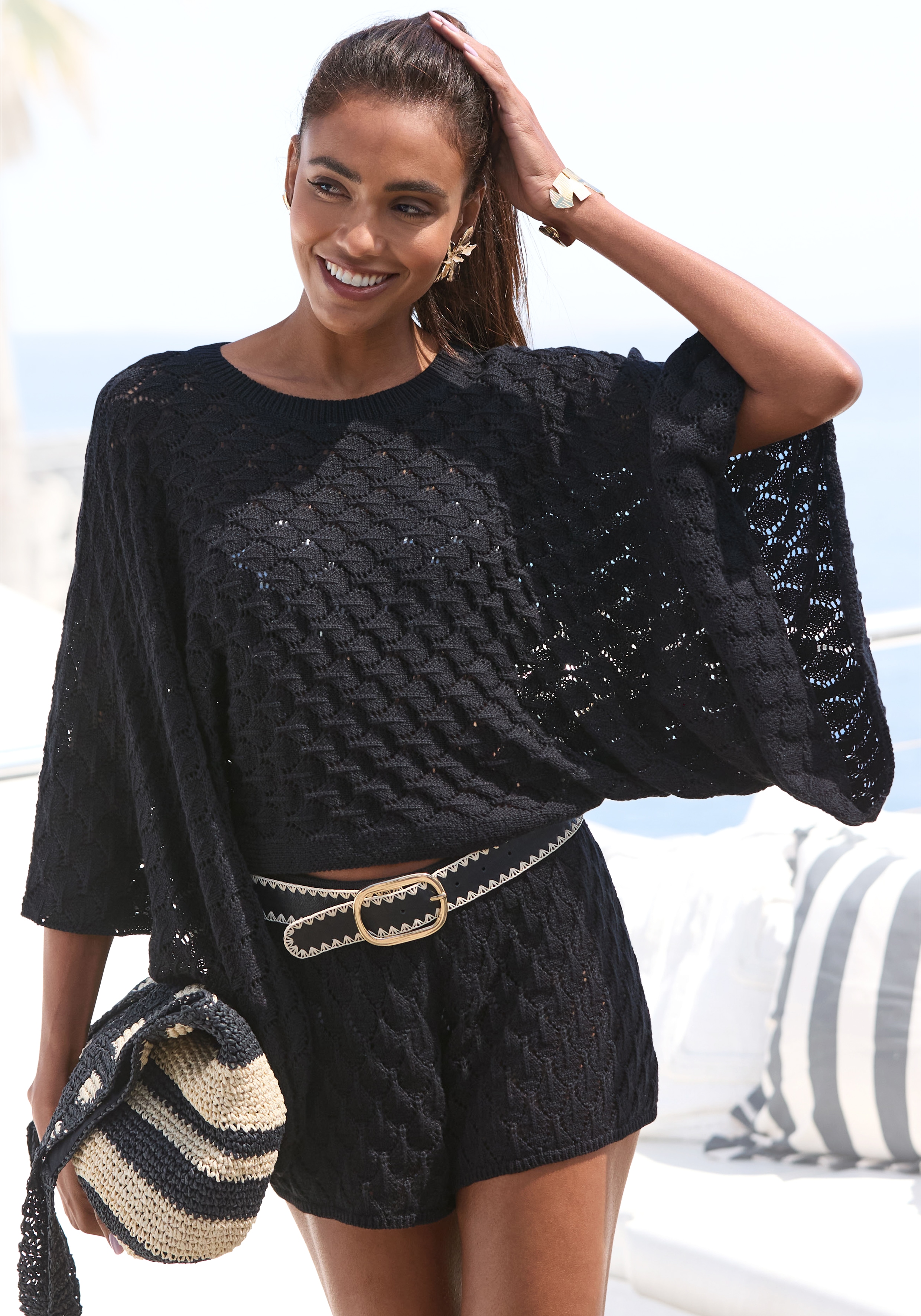French Connection Ajourpullover, leicht transparenter Strandpullover