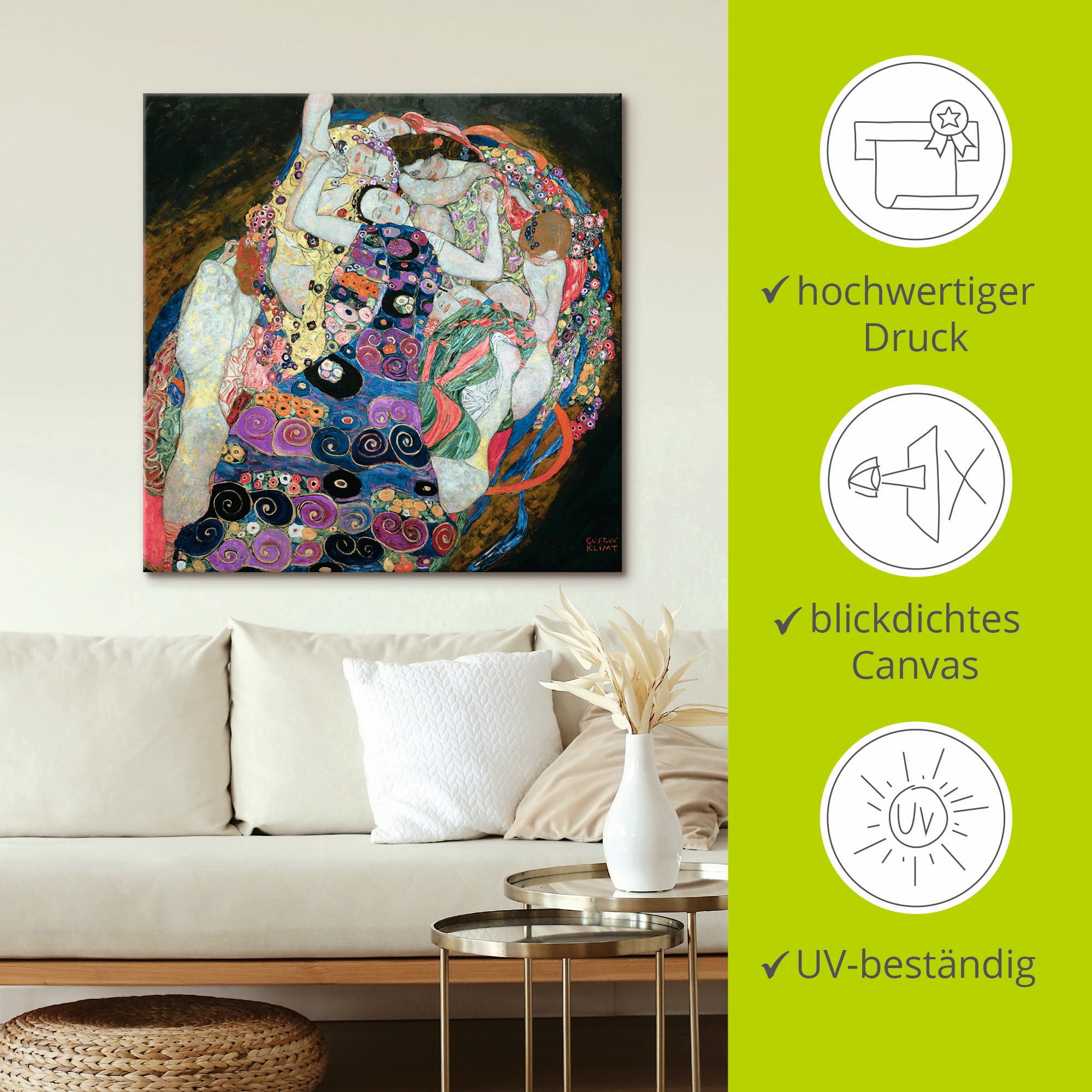 Artland Wandbild »Die Mädchen (Die Jungfrau)«, Frau, (1 St.), als Leinwandbild, Wandaufkleber in verschied. Größen