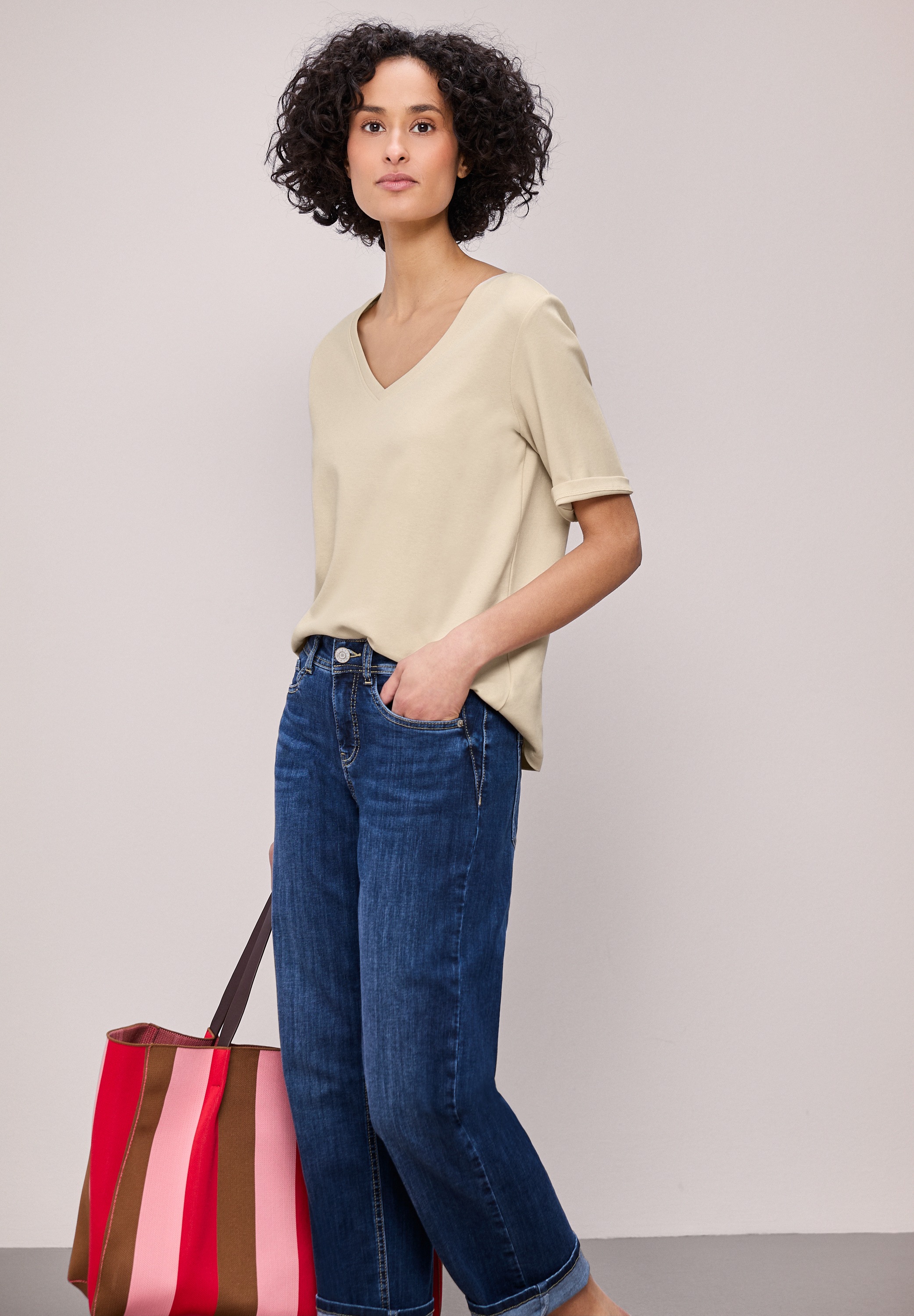 STREET ONE V-Shirt aus reiner Baumwolle günstig online kaufen