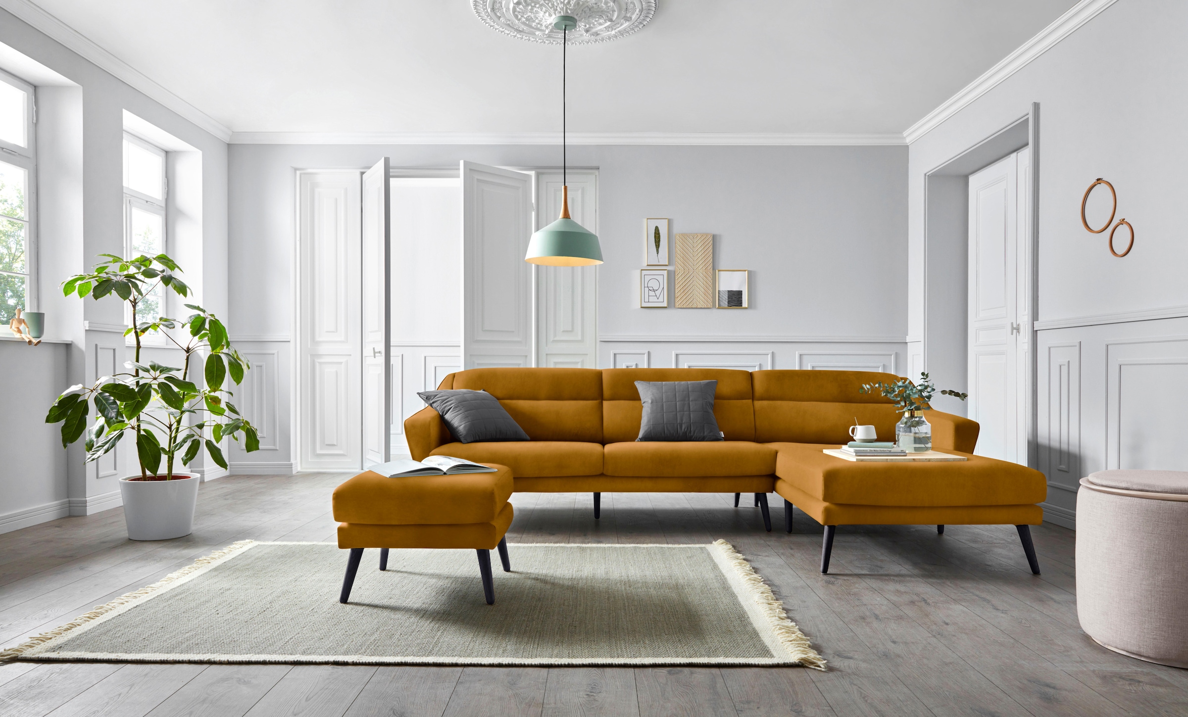 OTTO home Ecksofa "Bille L-Form" mit Naht im Rückenkissen und Beinen aus Ei günstig online kaufen