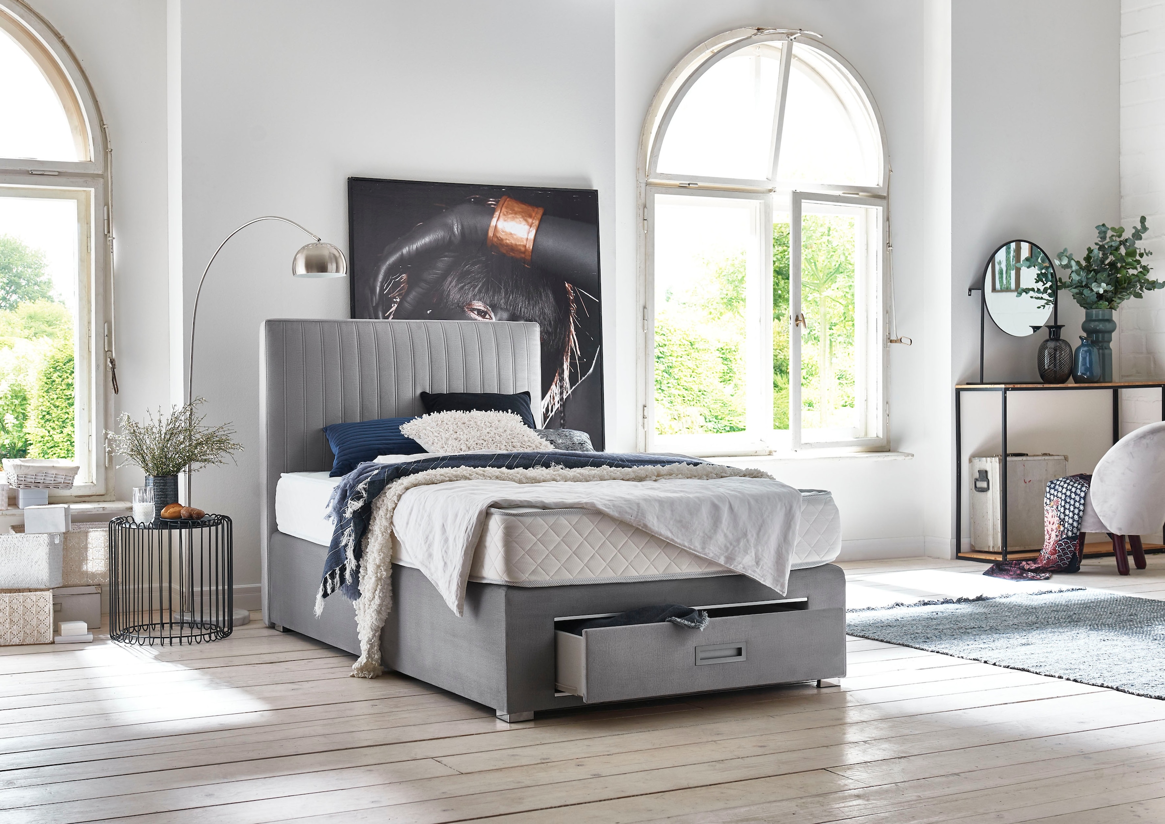 Home affaire Boxbett "Mackay" 100% vegan, pflegeleichter Bezug, mit Schubkasten