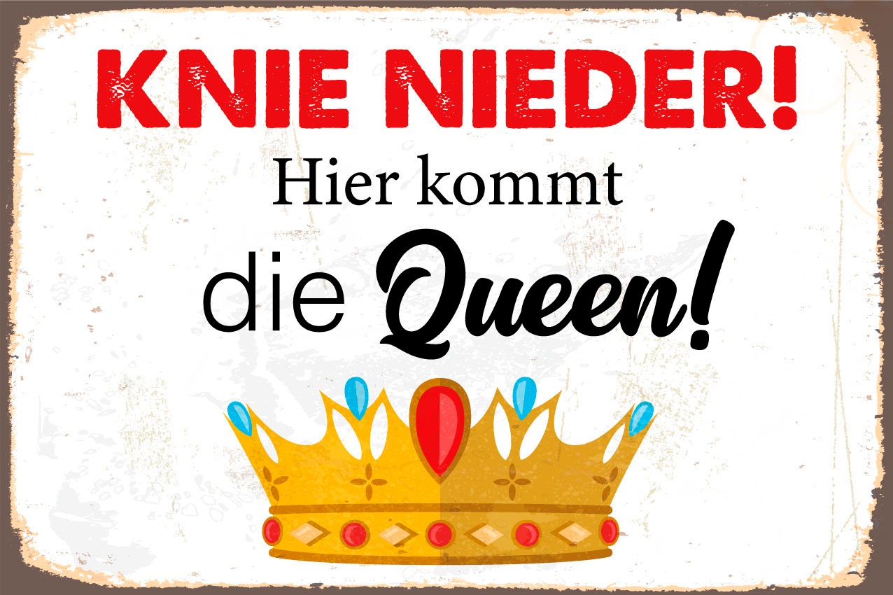 queence Metallbild »Queen«, Schriftzüge-Schriftzug-Königinnen, (1 St.), Stahlschild, Blechschild, Sprüche, Texte, witzig