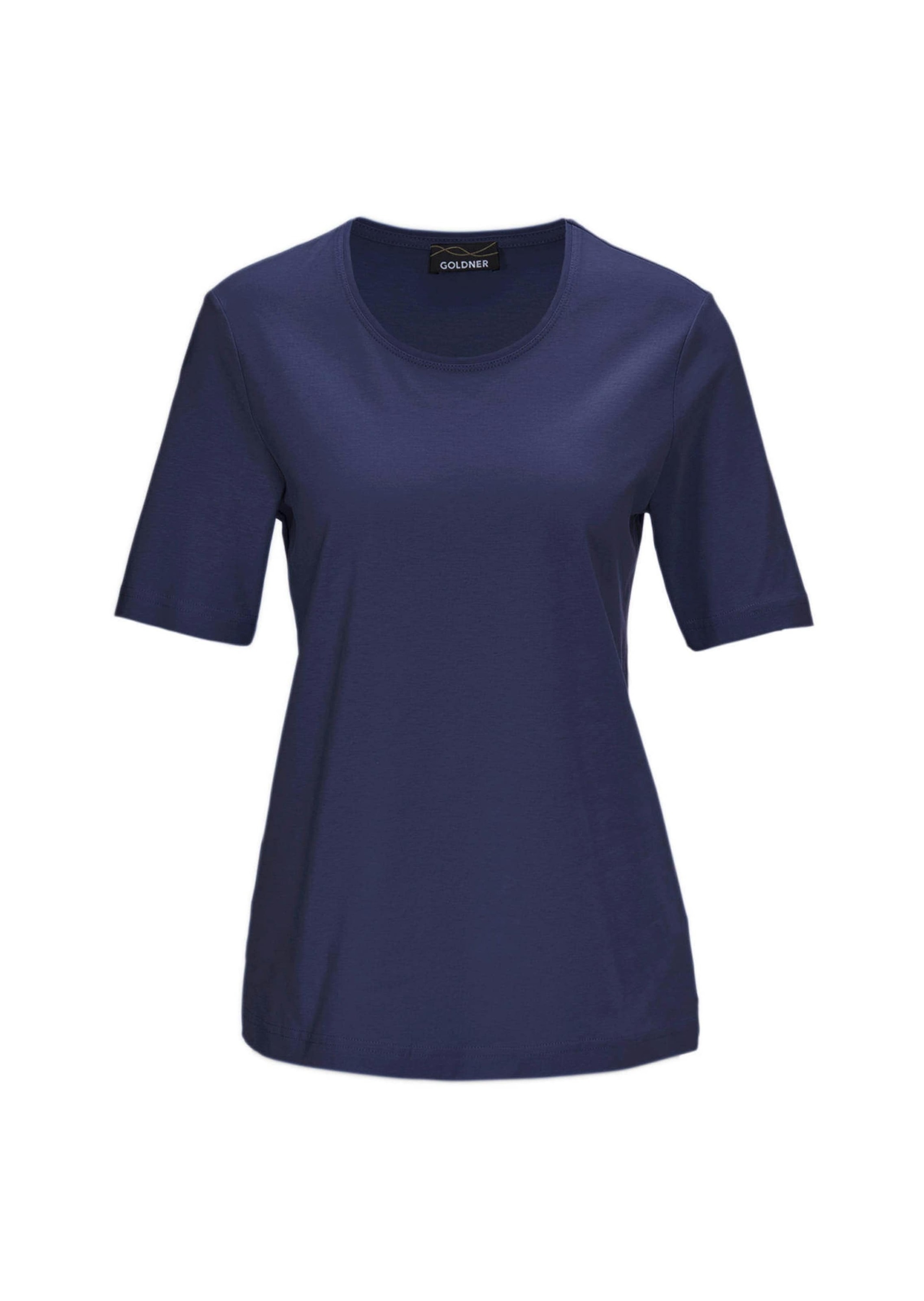 GOLDNER Damen Langarm-Poloshirt "Kurzgröße Basic Baumwollshirt mit kurzem Arm", blau, Gr. 19, Obermaterial: 100% Baumwolle CO., Shirts