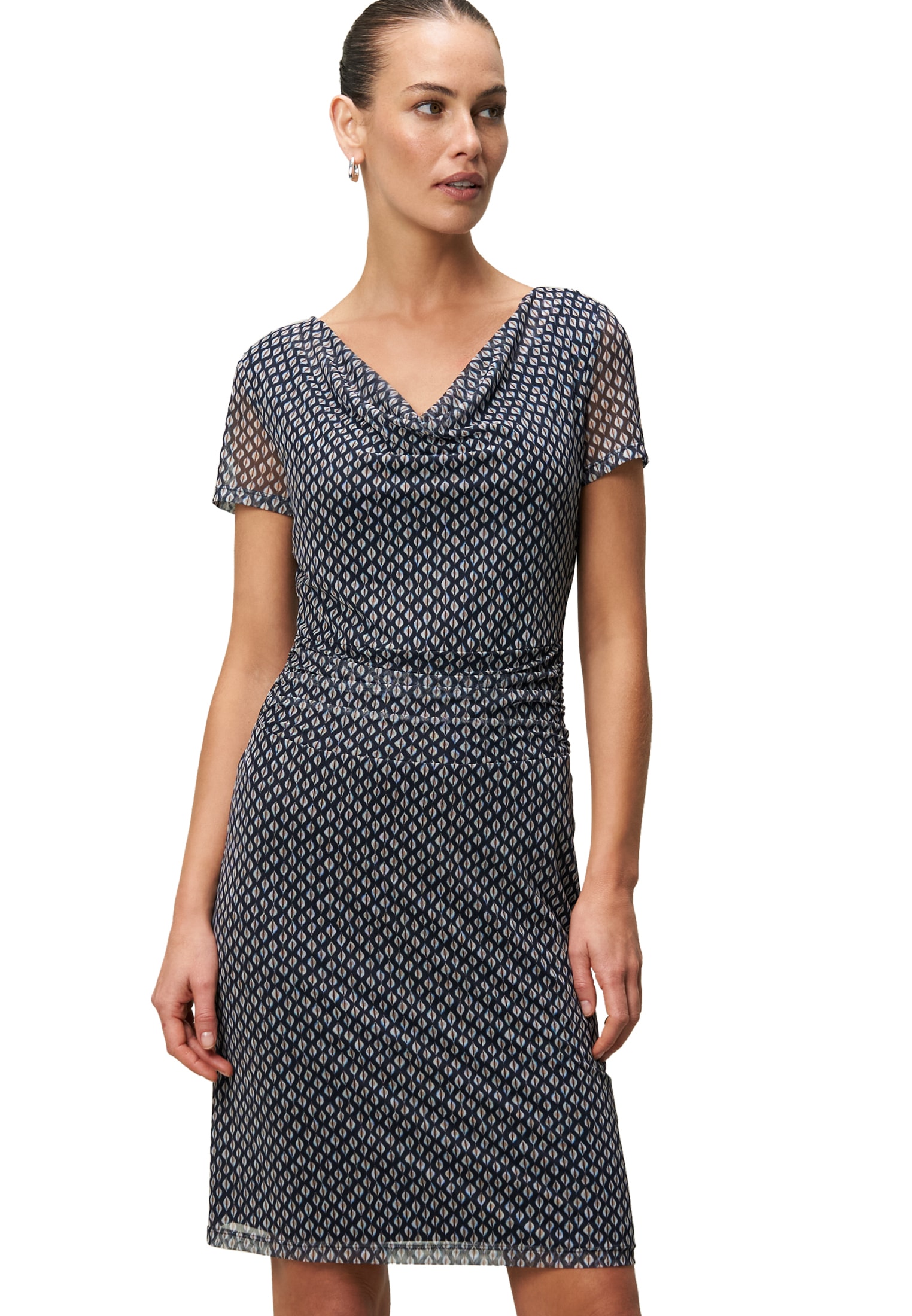 Zero Druckkleid "zero Damen Mesh-Kleid mit Wasserfallausschnitt", drapiert günstig online kaufen