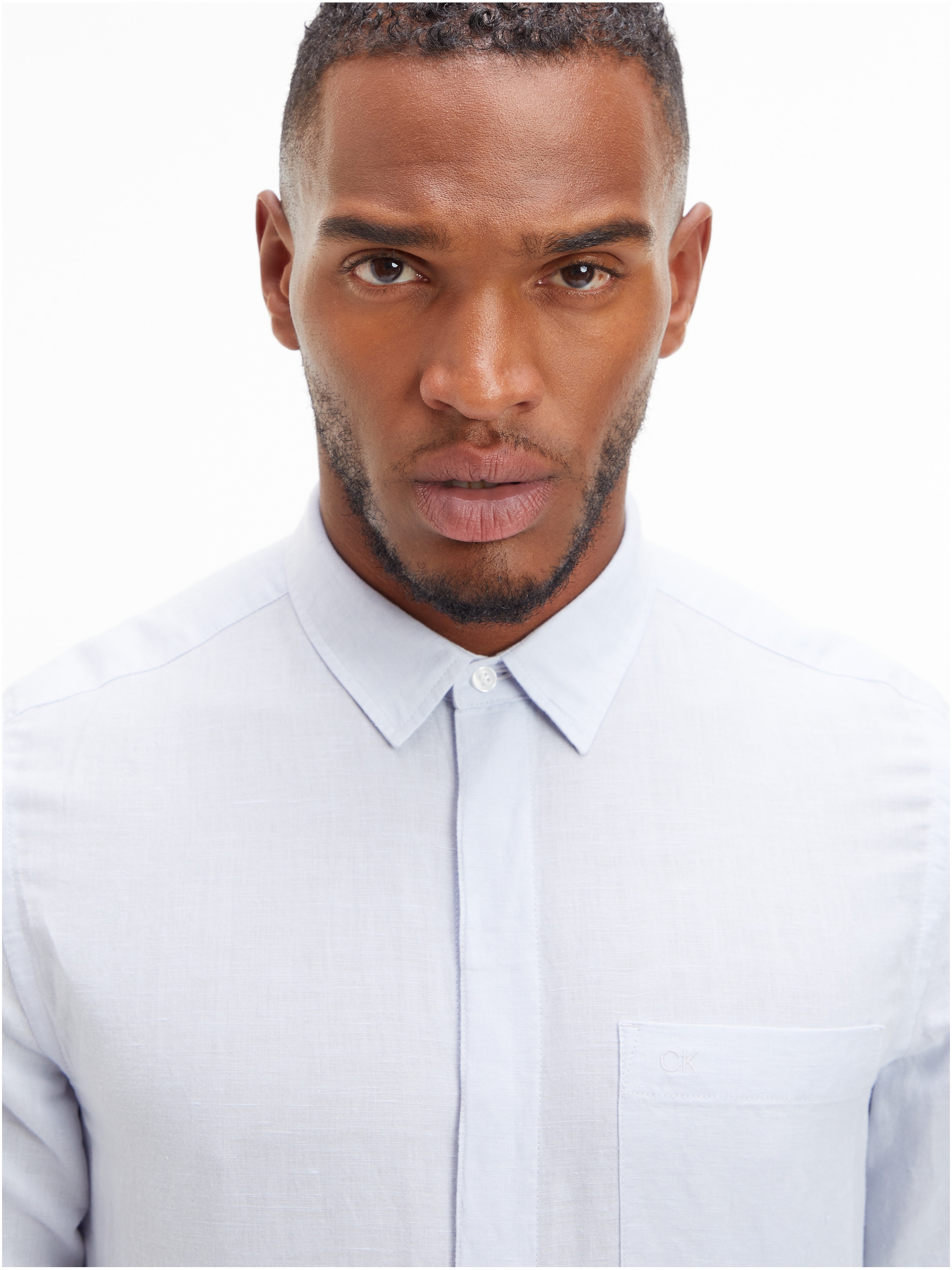 Calvin Klein Langarmhemd »COTTON LINEN CHEST POCKET«