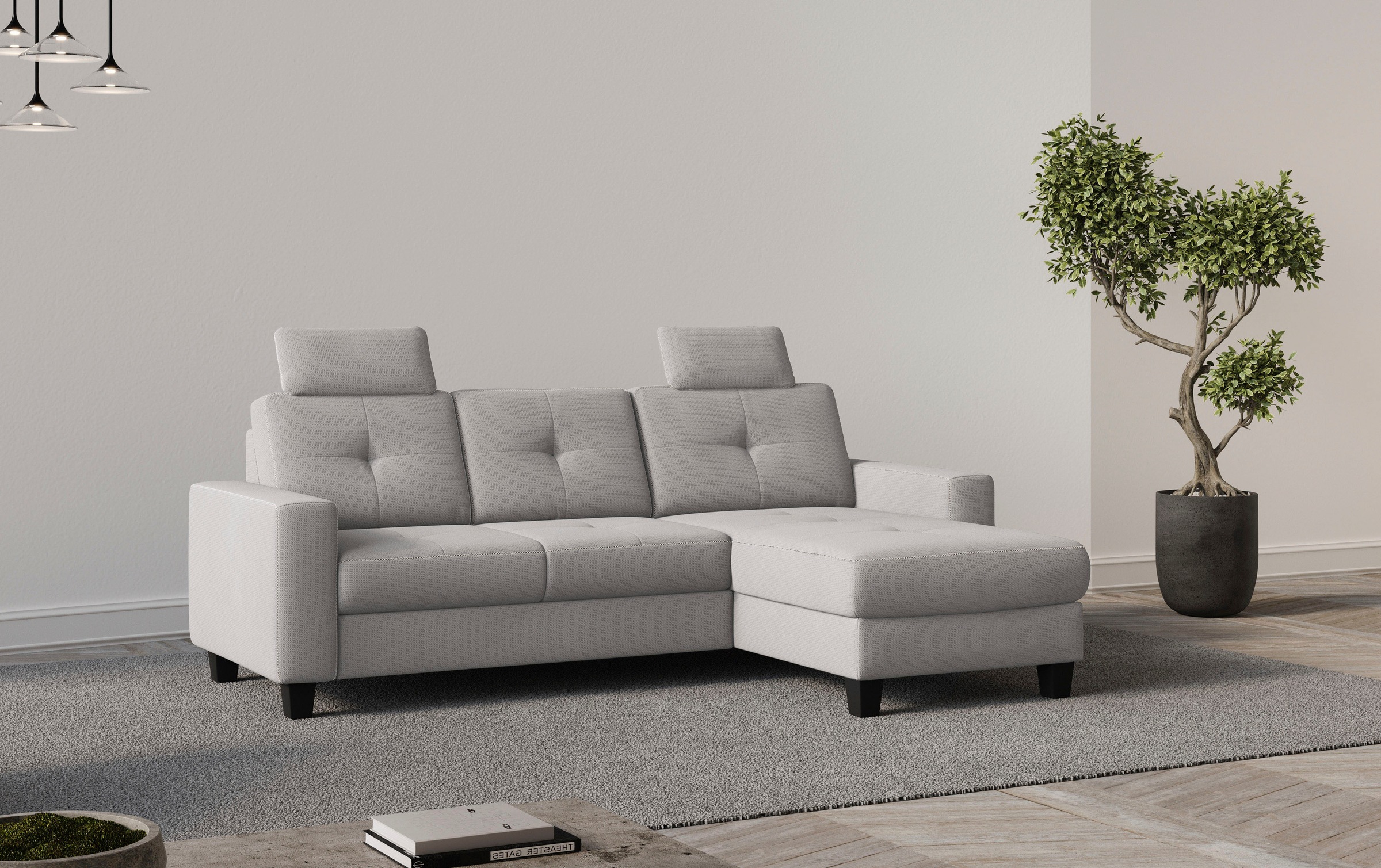 Ecksofa HOME AFFAIRE "Varese", silber, B:239cm H:91cm T:164cm, 90% Polyester 10% Polyamid, Sofas, Ecksofa, wahlweise mit Bettfunktion und Bettkasten