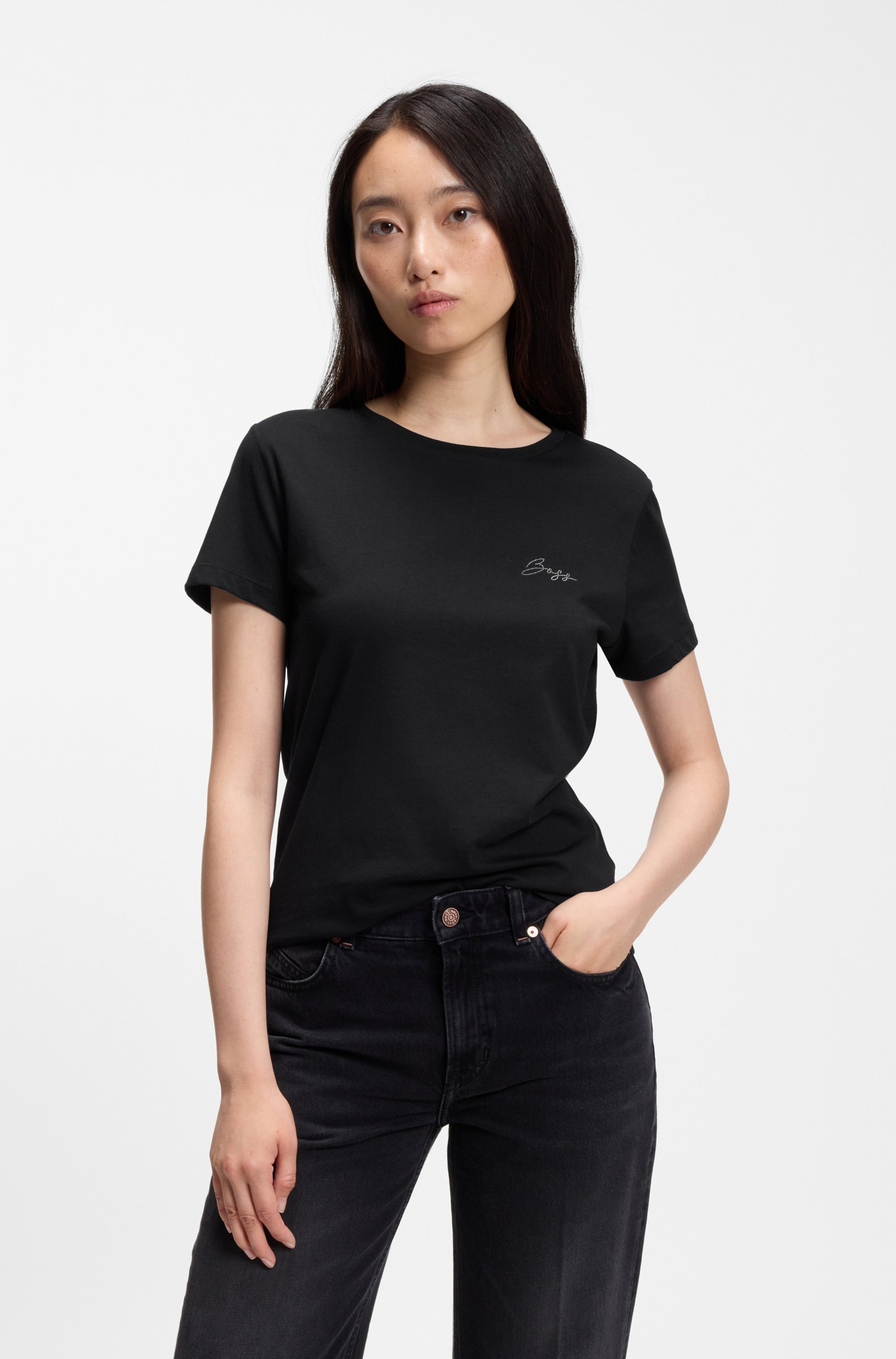 BOSS ORANGE T-Shirt "Elove Premium Damenmode" in Baumwollqualität, Slim Fit