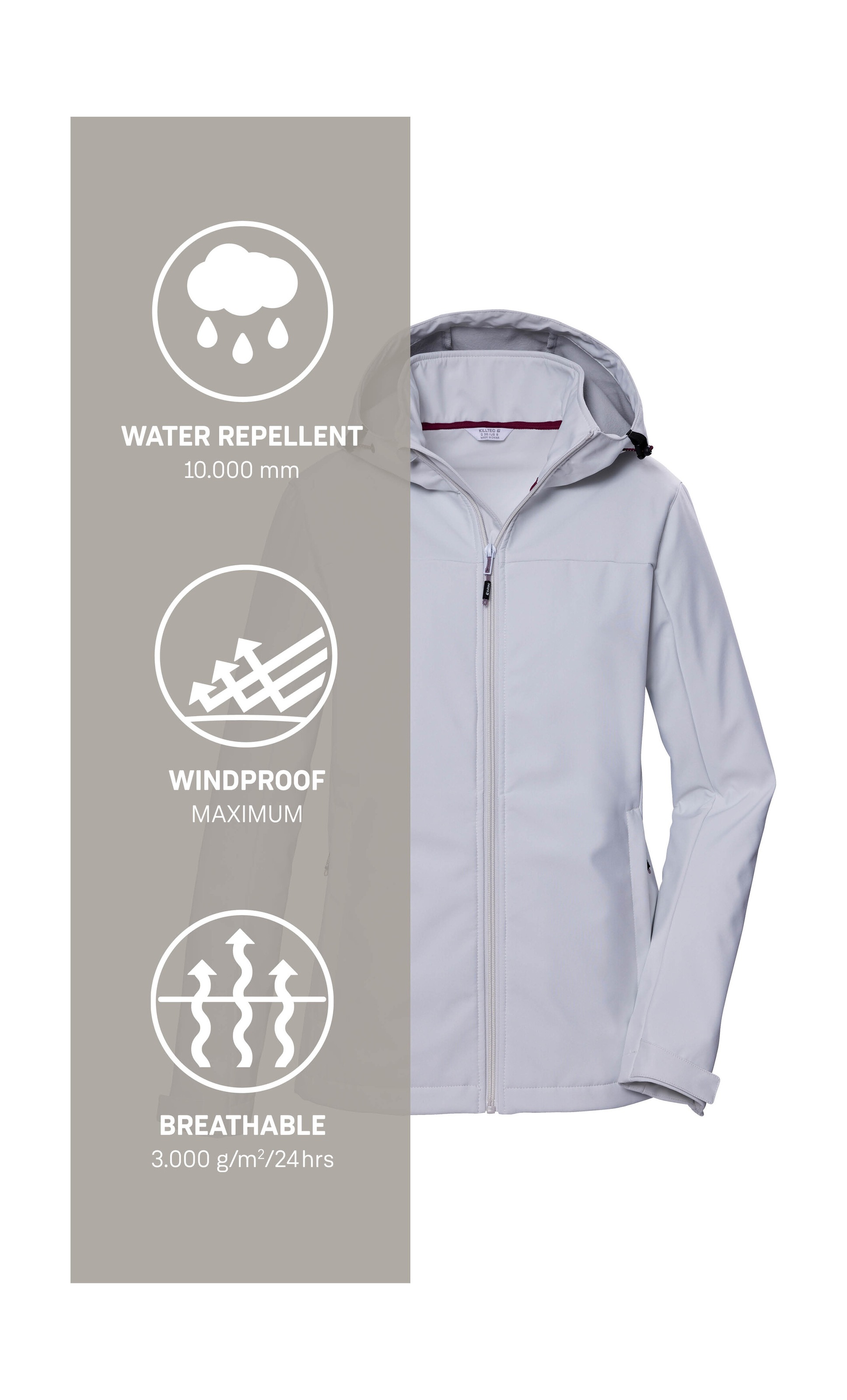 Killtec Softshelljacke »KOS 102 WMN SFTSHLL JCKT«, Wasserabweisende, atmungsaktive Softshelljacke, PFAS-frei imprägniert