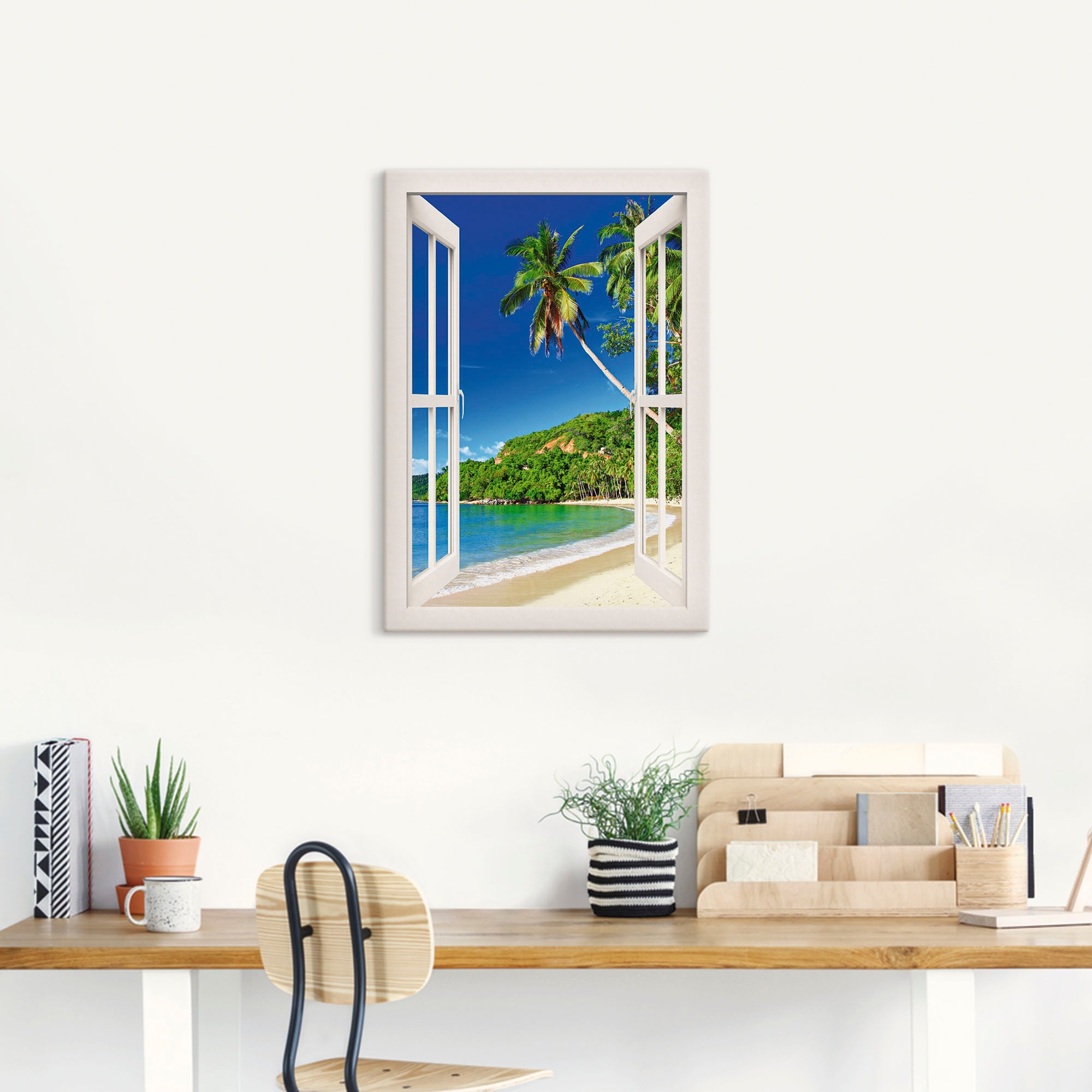 Artland Wandbild »Fensterblick Paradies«, Fensterblick, (1 St.), als Leinwandbild, Poster, Wandaufkleber in verschied. Größen