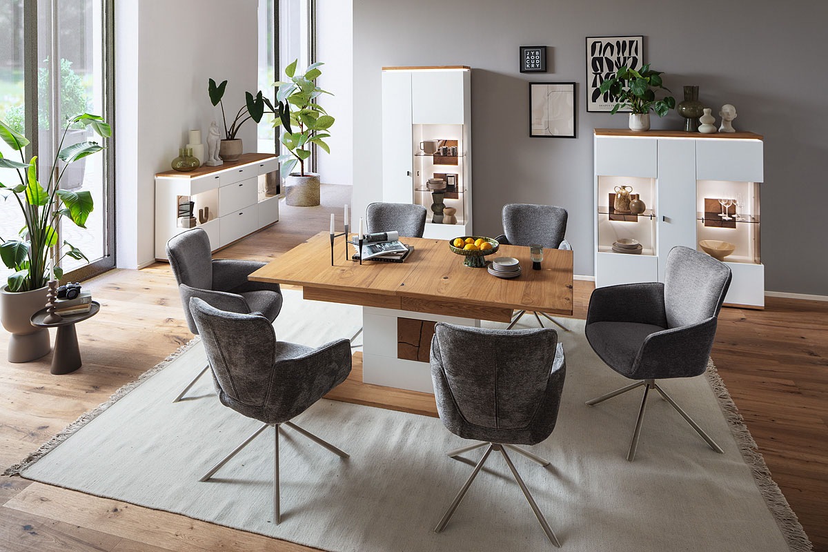 MCA furniture Highboard »Matadi Highboard« 1 Stk. tlg. Highboard, Weiß, Holzabsetzung, 3 Türen, gedämpft, B: 130cm