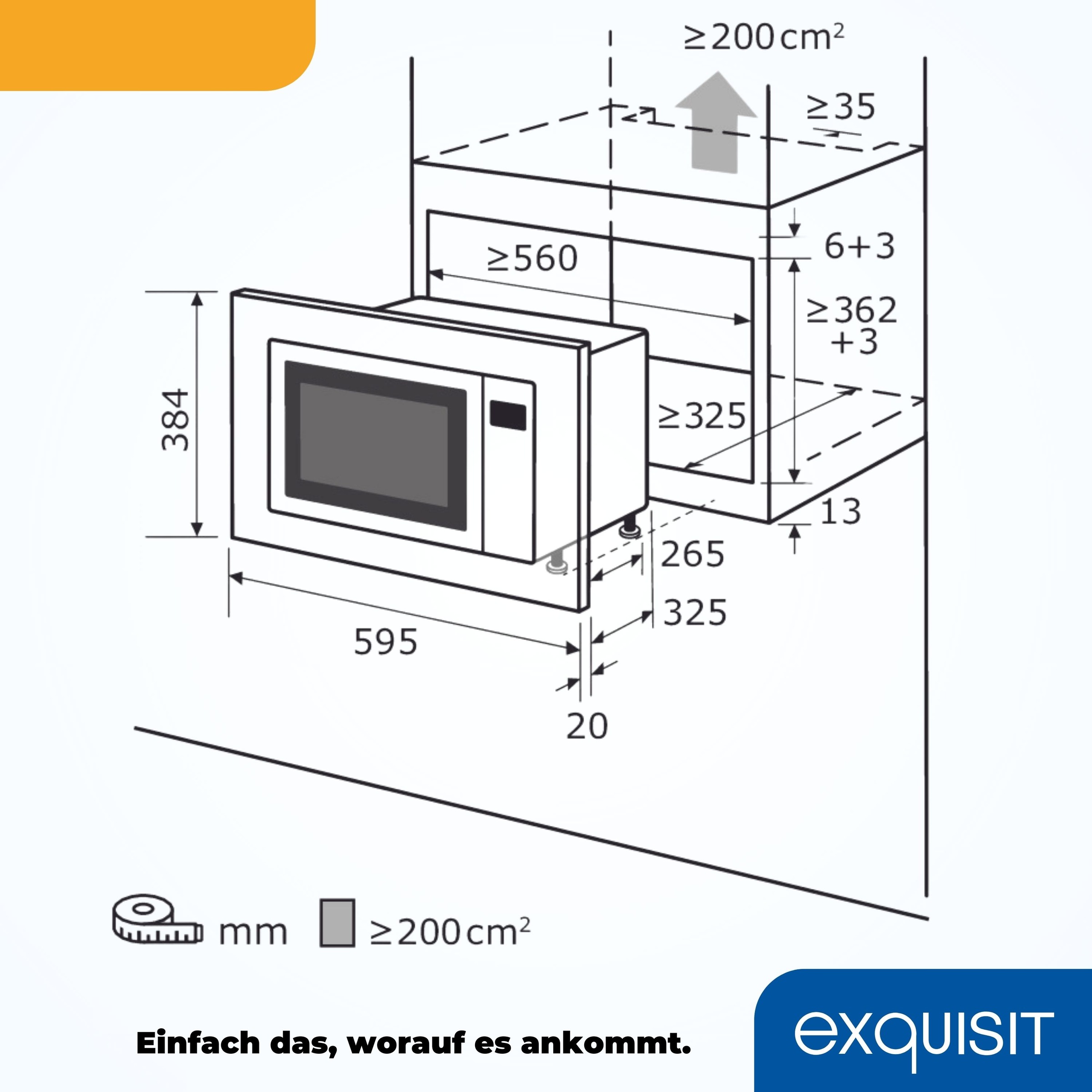 exquisit Einbau-Mikrowelle »EMW20-DG-020« Grill | Mikrowelle 1300 W