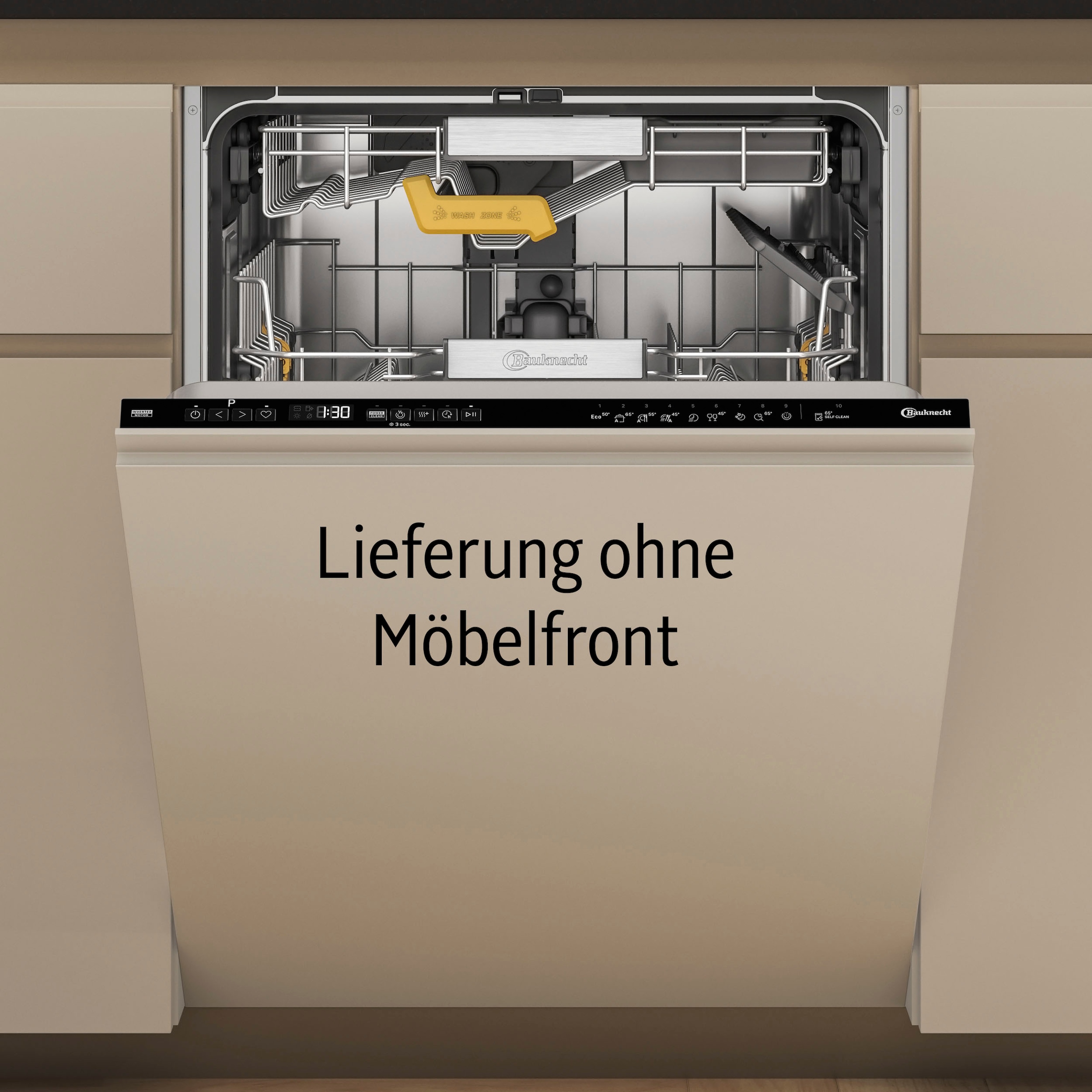 BAUKNECHT vollintegrierbarer Geschirrspüler "B8RI HP42 LC", 14 Maßgedecke, SpaceClean – die 3. Schublade für hohe Gläser