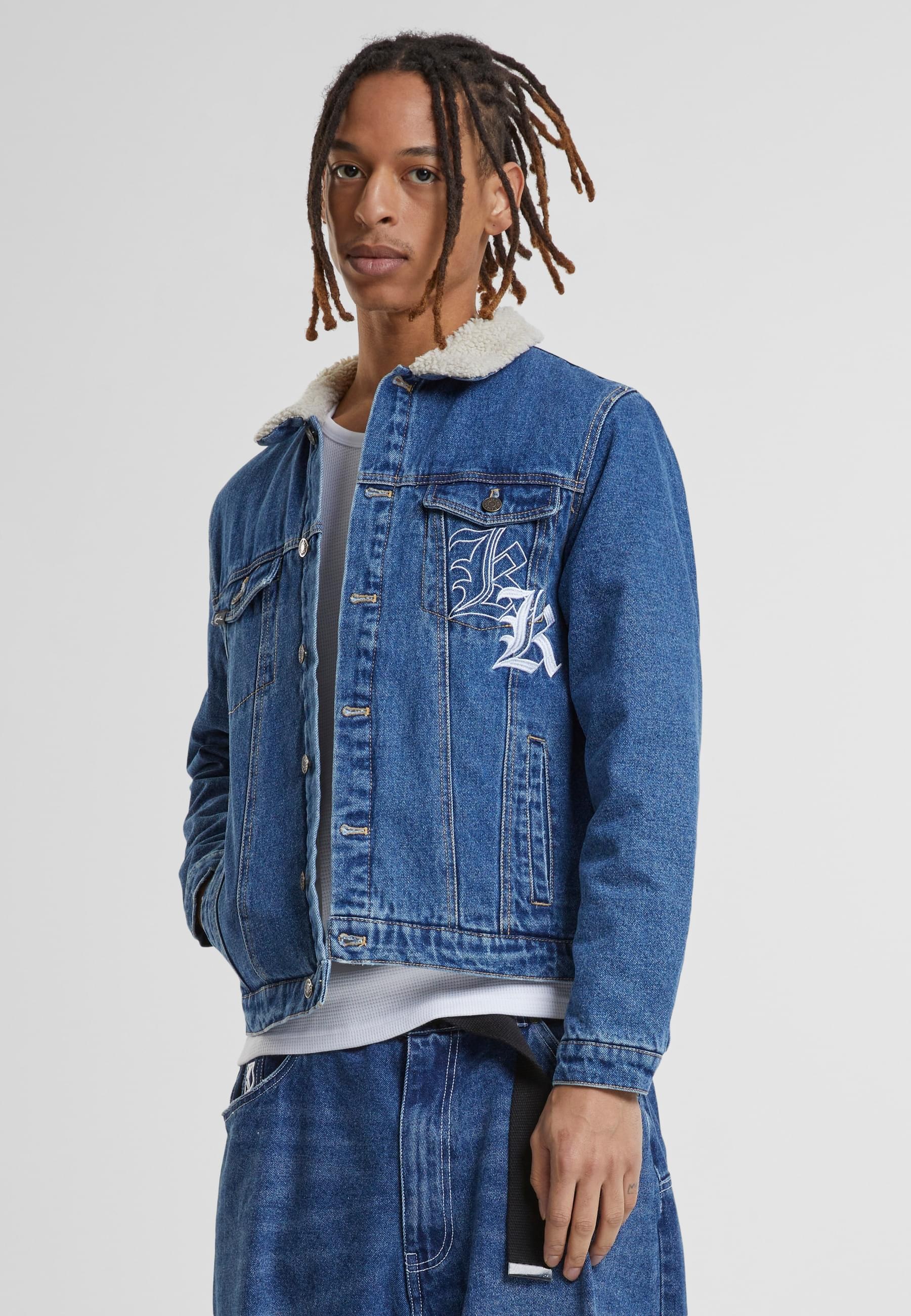 Karl Kani Jeansjacke »Karl Kani Herren KM224-062-1 KK Old English Denim Jacket«, (1 St.), ohne Kapuze