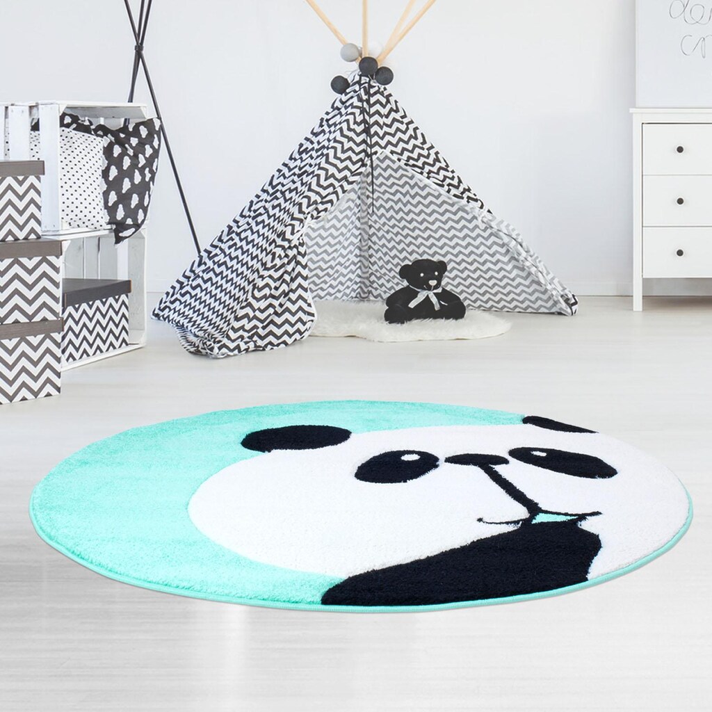 Carpet City Kinderteppich »Bueno Kids 1389«, rund, Panda Bär in pastell Farben