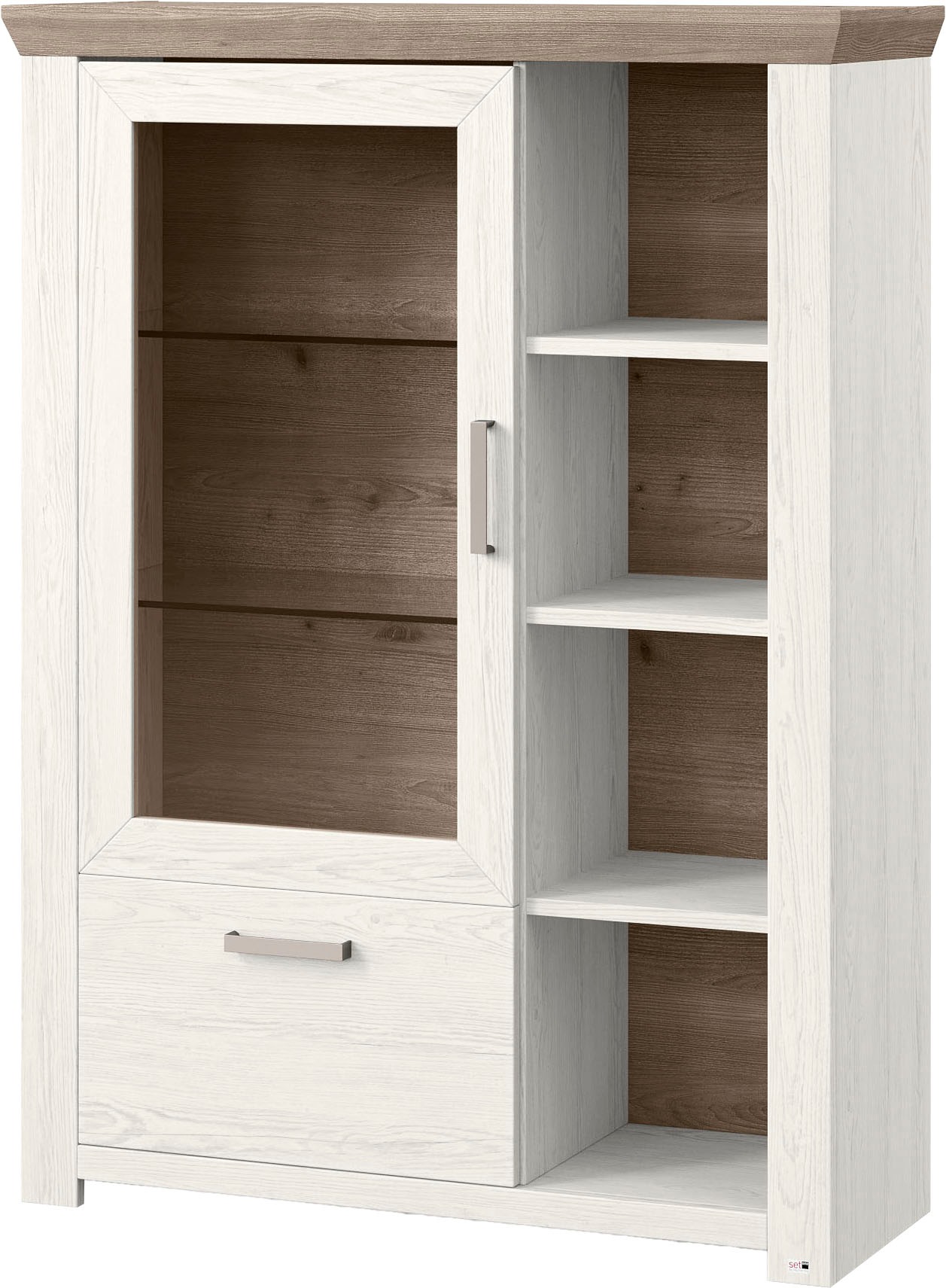 set one by Musterring Highboard »York«, Typ 13 und 14, mit Glastür und Schubkasten, 3 Farbvarianten, B 105 cm
