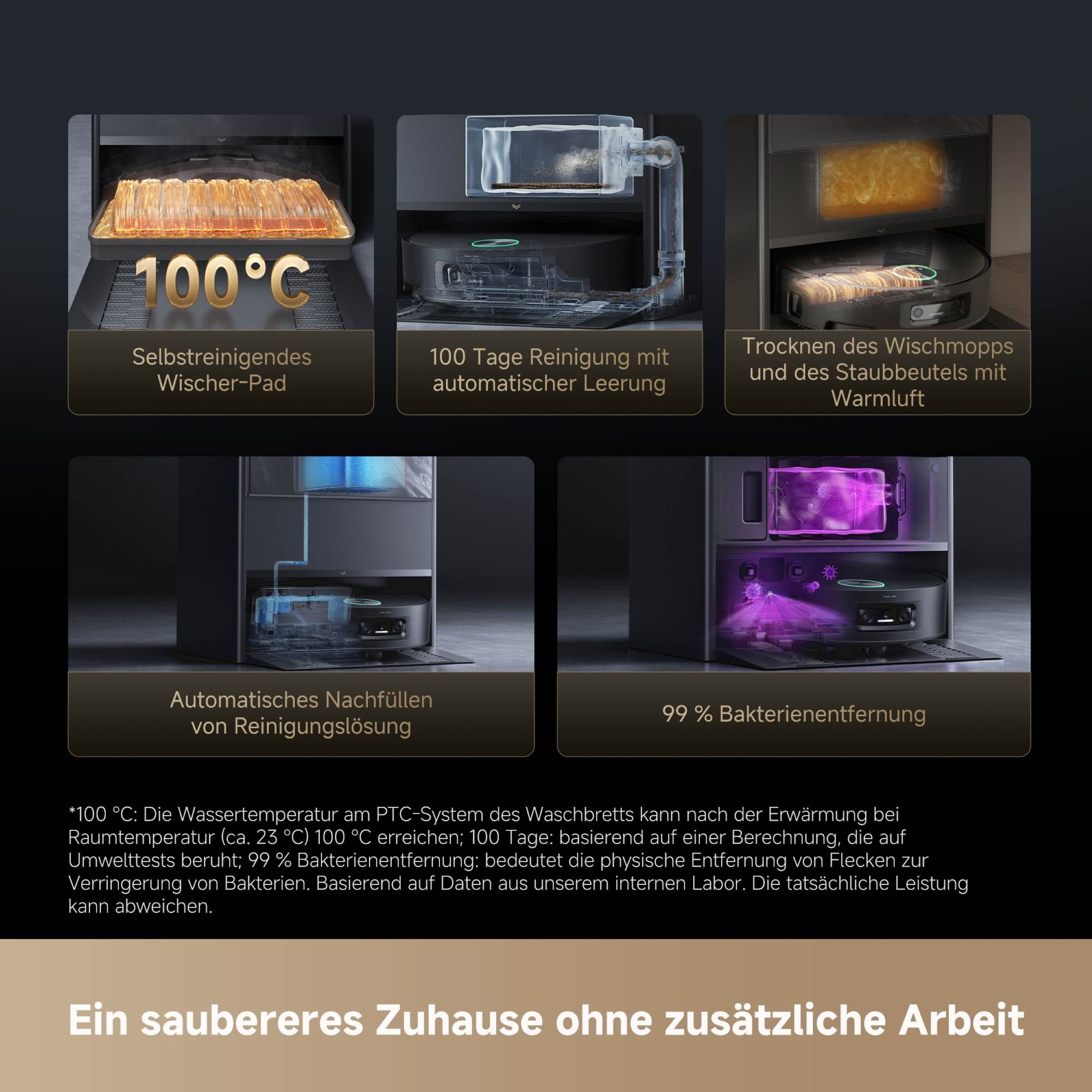 Dreame Nass-Trocken-Saugroboter »Aqua10 Ultra Track Complete« Warmwasser-Wischsystem, überwindet Hindernisse, 25.000 Pa Saugkraft