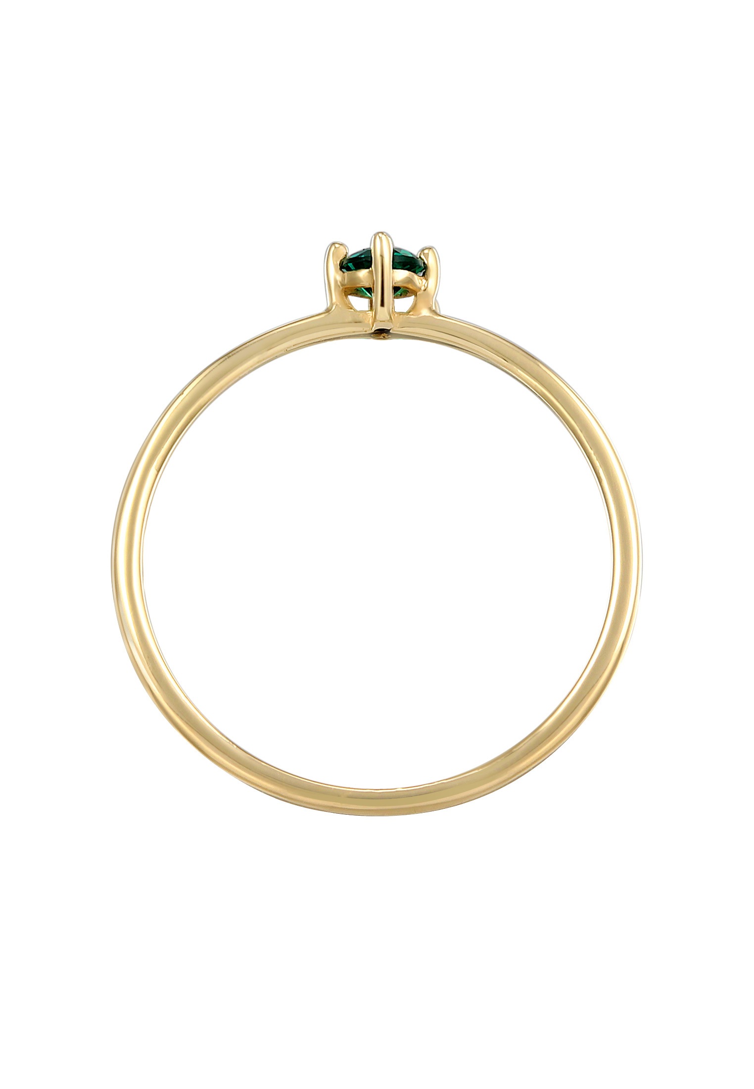 Elli Premium Silberring »Ring Synthetischer Smaragd Solitär 375er Gelbgold«