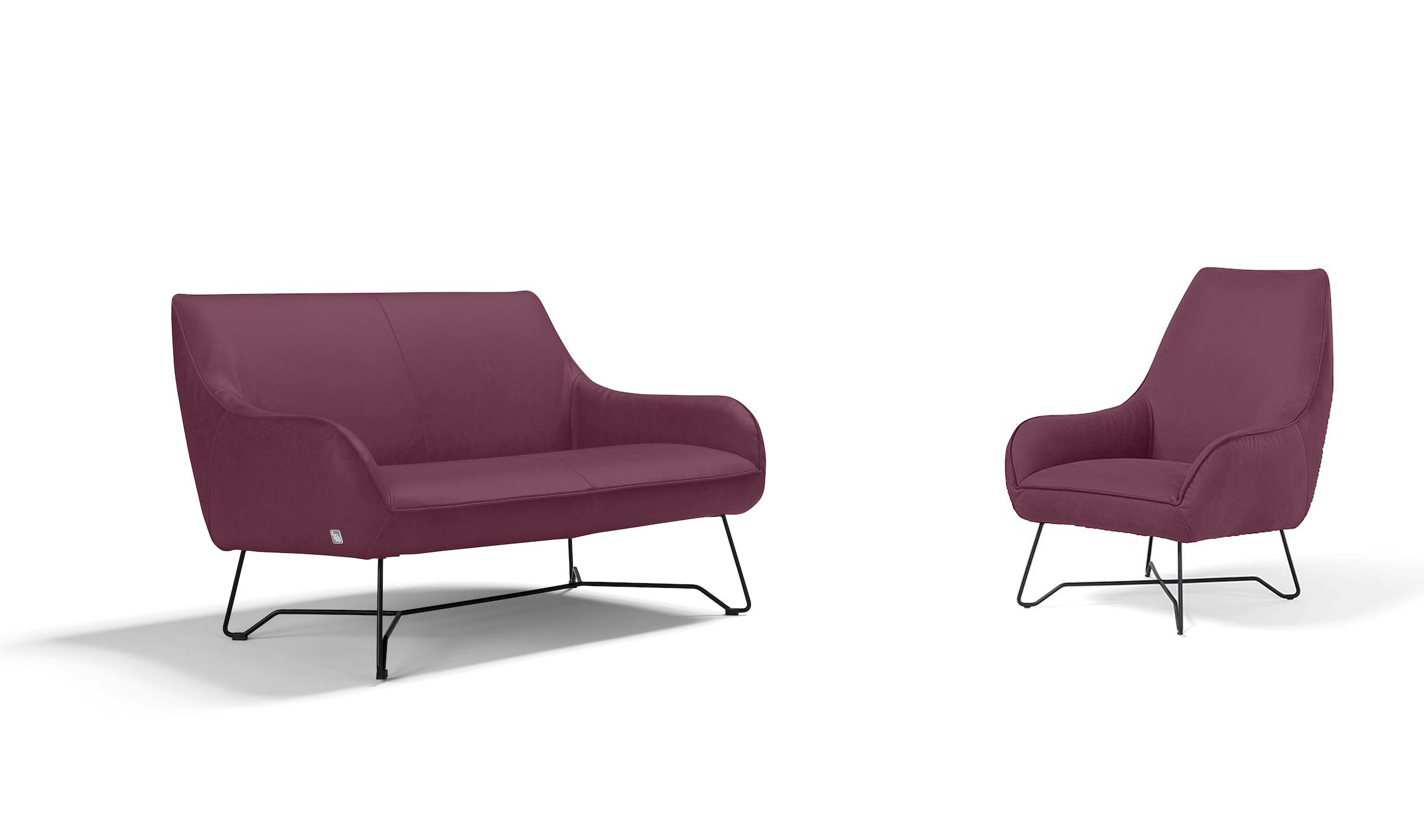 Egoitaliano Polstergarnitur »Namy, Designobjekt mit hohem Sitzkomfort und toller Detailverarbeitung«, Set aus 2-Sitzer und Sessel, edles Metallgestell