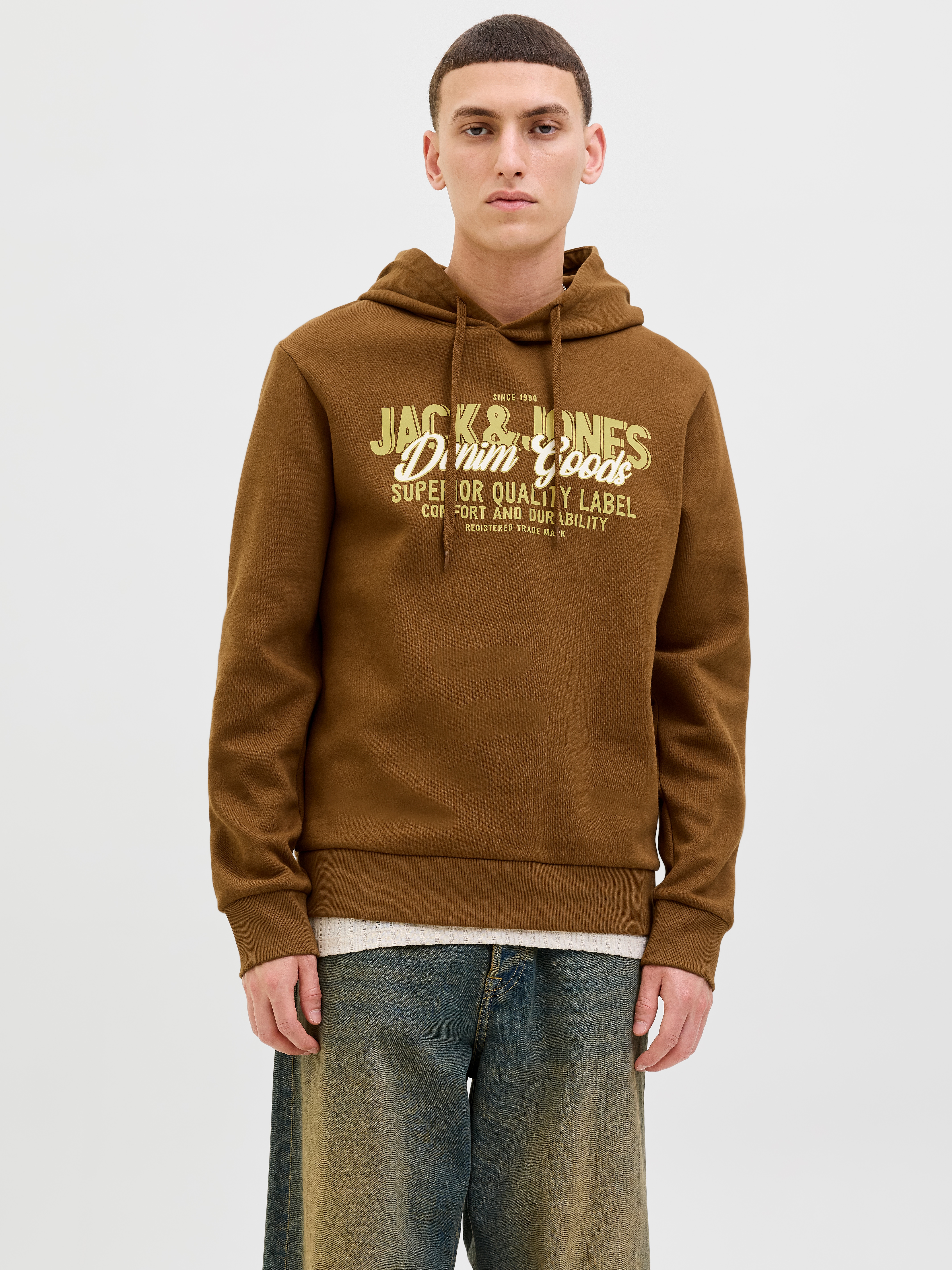 Jack & Jones Kapuzensweatshirt "JJELOGO SWEAT HOOD 2 COL 25/26 NOOS", mit stylischem Print