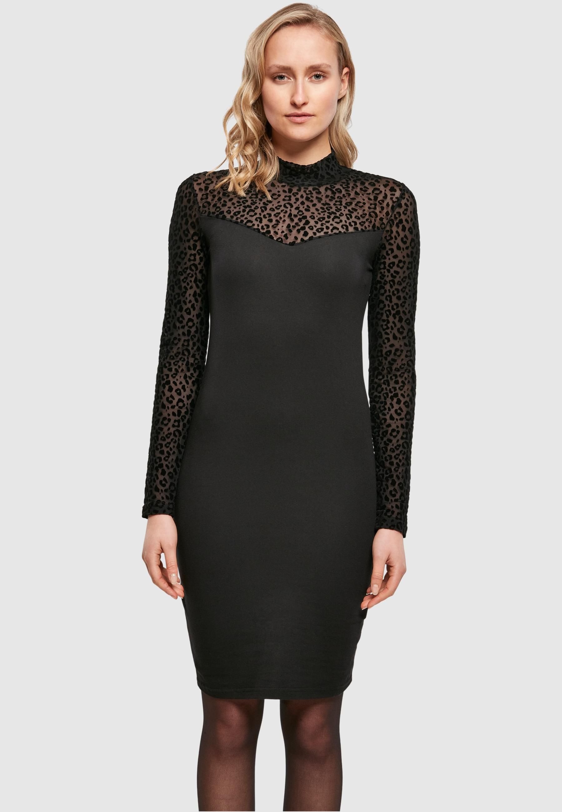 URBAN CLASSICS Shirtkleid »Urban Classics Damen Ladies Flock Lace Turtle Neck Dress«, (1 tlg.)