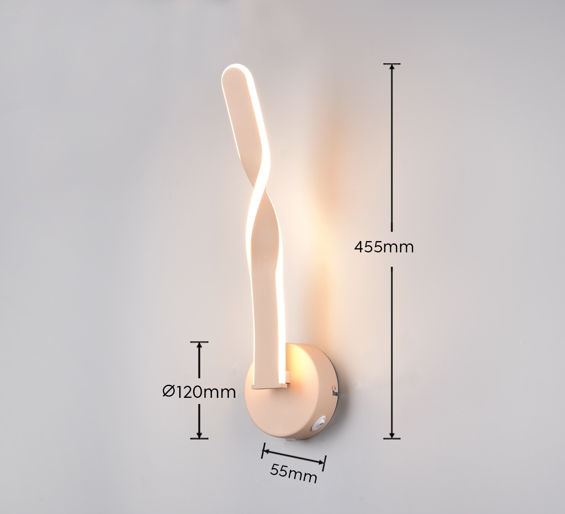 REALITY Leuchten LED Wandleuchte »GINKO, LED Wandlampe mit Schalter, 11W 1250 Lumen 3000K warmweiß«, 1 flammig, Leuchtmittel LED-Board | LED fest integriert, On/Off Kippschalter, elegant geschwungene LED Elemente Höhe 45,5cm
