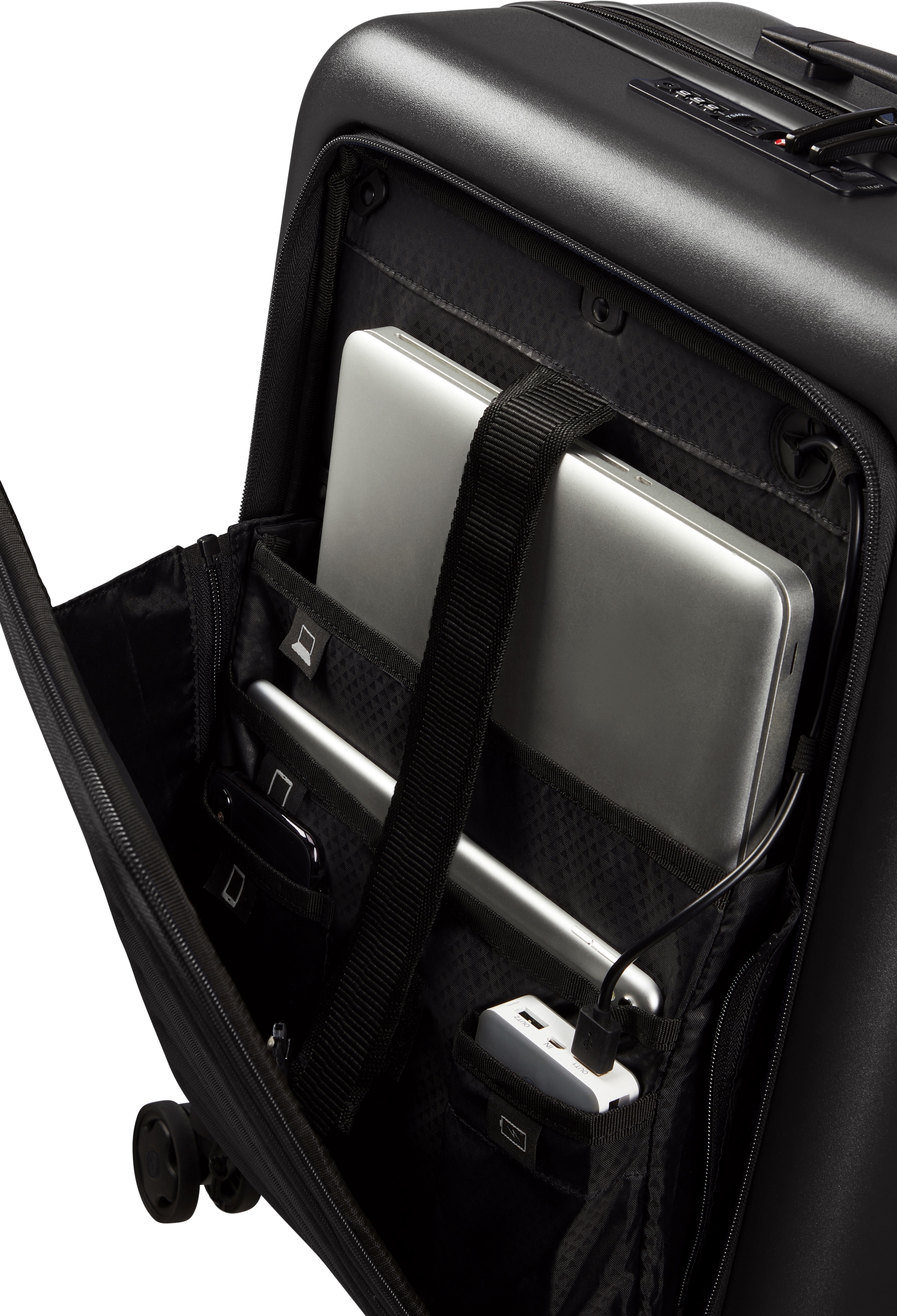 Samsonite Hartschalen-Trolley »Hartgepäck-Trolley »STACKD, 55 cm««, 4 Rollen, Handgepäckkoffer Reisekoffer Reißverschluss-Laptopfach USB-Schleuse