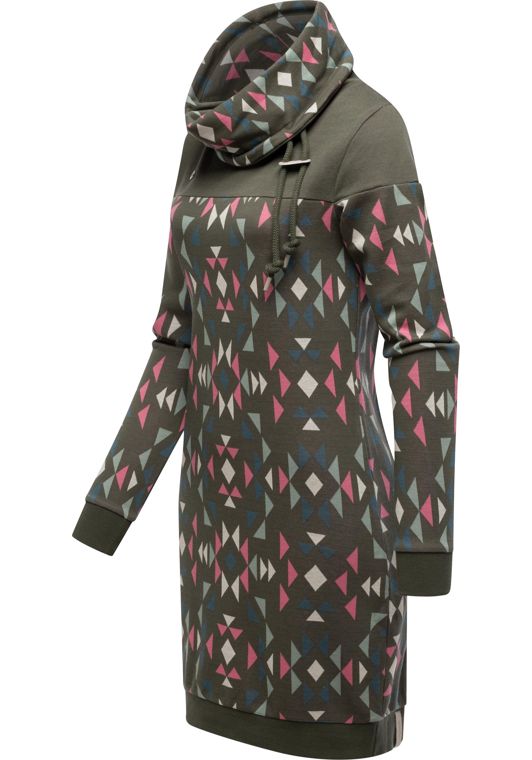 Ragwear Sweatkleid »Chlloe Aztec YOUMODO« Ohne Taschen stylisches Langarm Midikleid mit Aztec-Muster