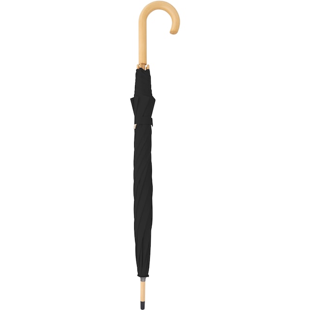 doppler® Stockregenschirm »nature Long, simple black«, aus recyceltem  Material mit Schirmgriff aus Holz kaufen | BAUR