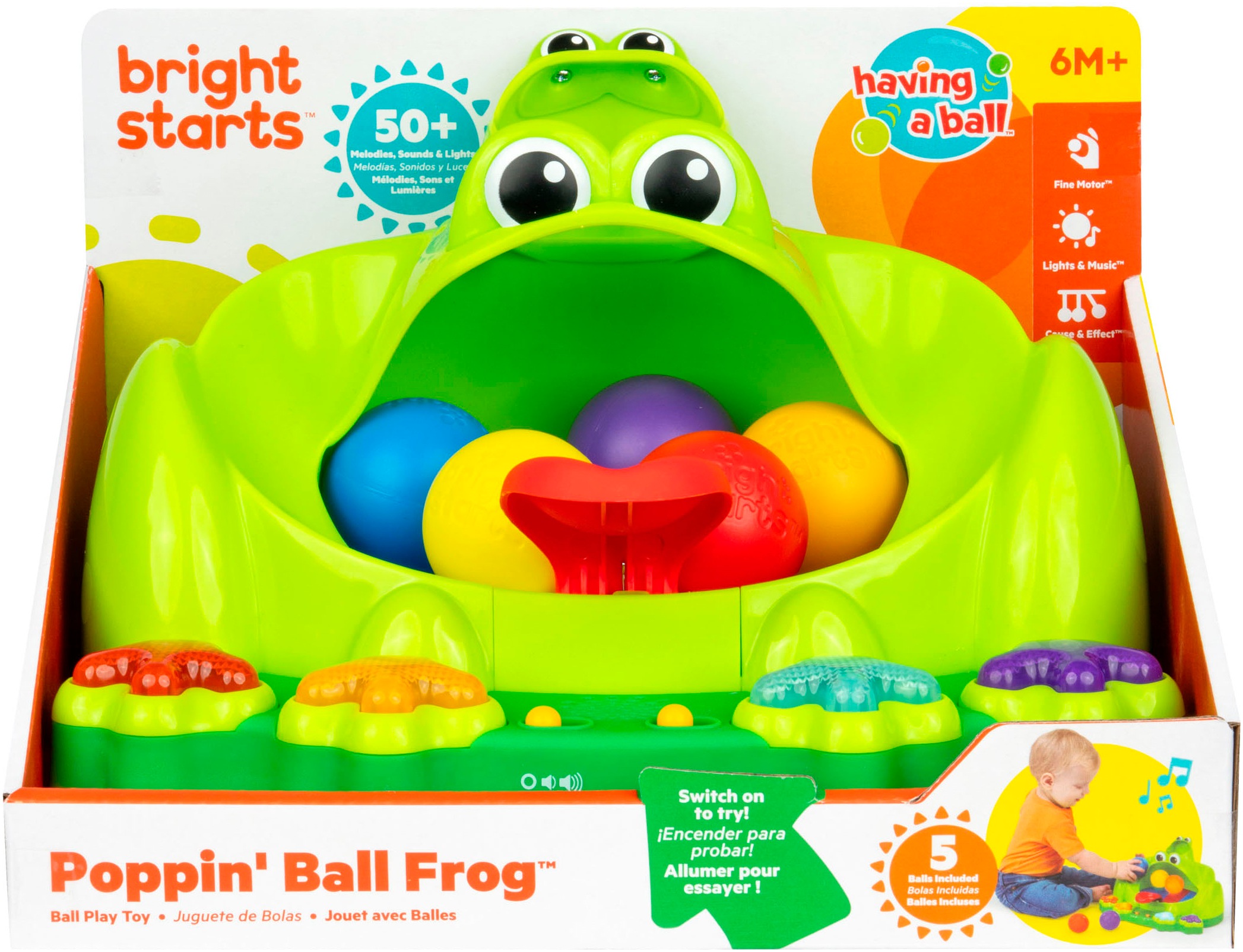 Bright Starts Lernspielzeug »Poppin' Ball Frog Ball Play Toy«, mit Licht und Sound