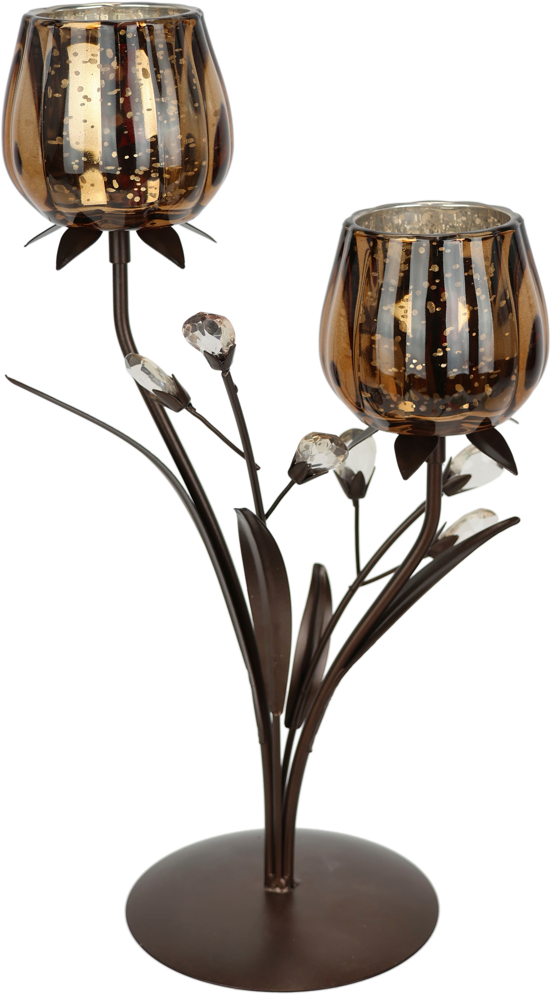 I.GE.A. Teelichthalter "Kerzenhalter" aus Metall mit Glas-Schale Teelichtha günstig online kaufen