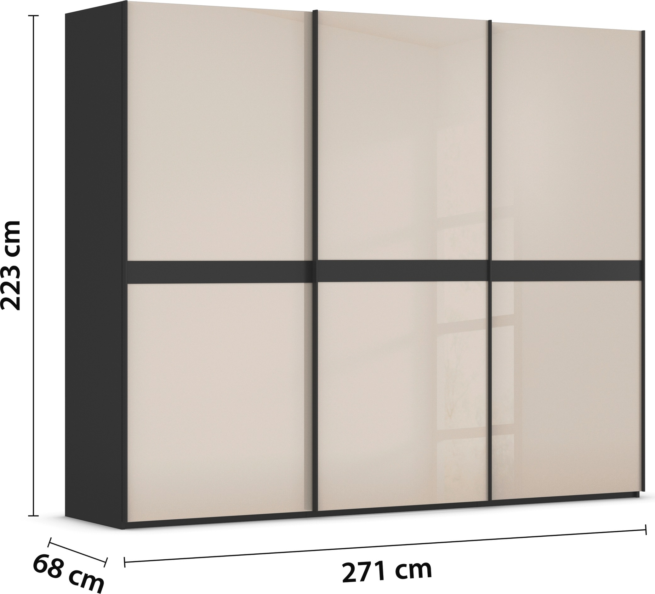 rauch Schwebetürenschrank »Kleiderschrank Schrank Garderobe Schlafzimmerschrank SCALE-LINE«, edle Optik mit Bauchbinde in Korpusfarbe mit Glasfront MADE IN GERMANY