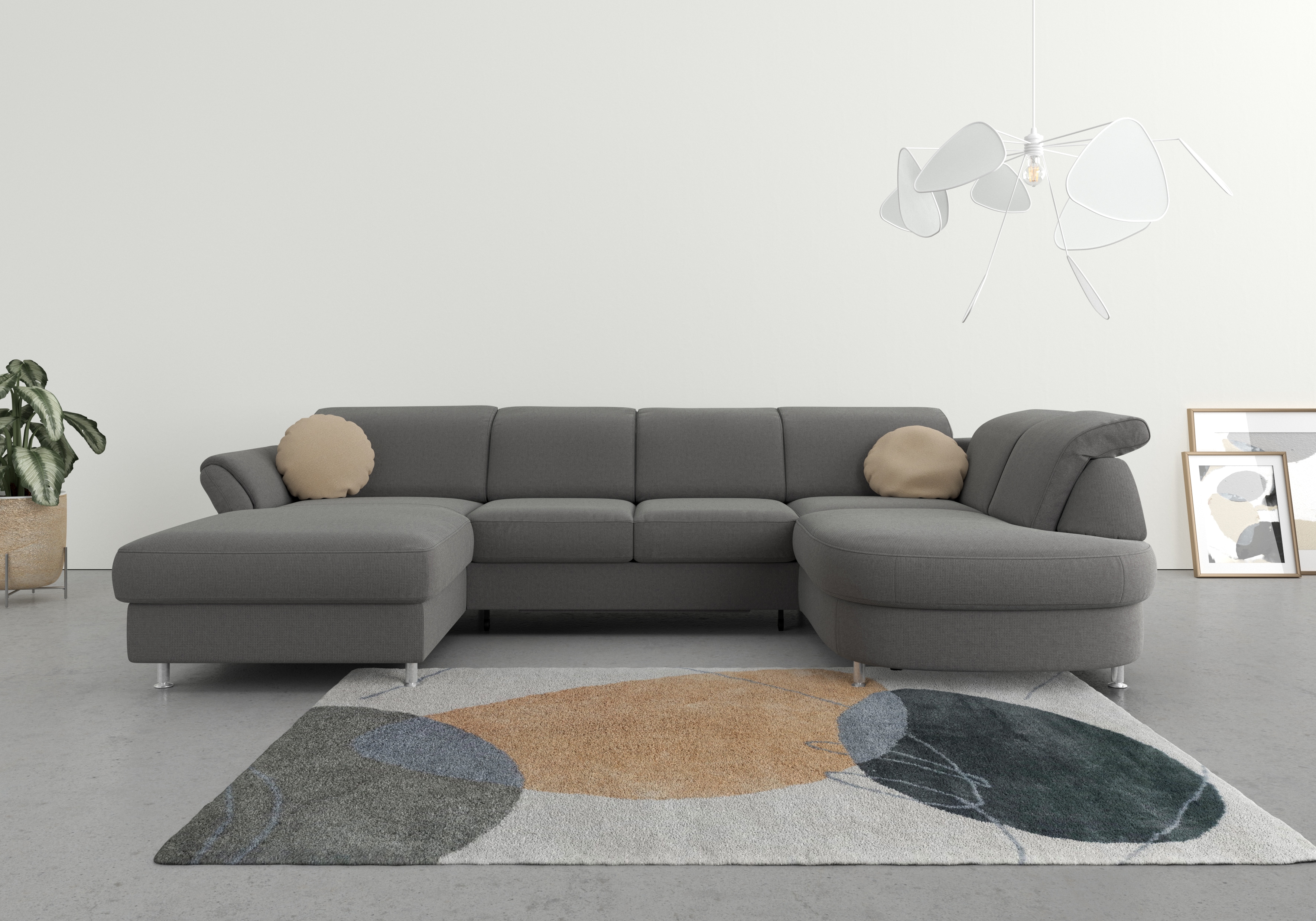 sit&more Wohnlandschaft "Apulia U-Form" wahlweise Schlaffunktion, Bettkasten und Kopf- und Armteilverstellung